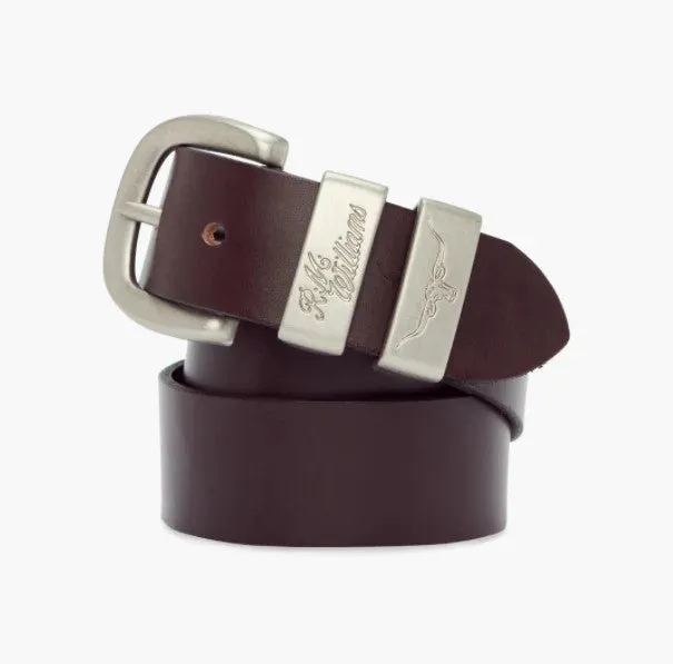 1 1/2" 3 Piece Solid Hide Belt - Brushed Nickel Buckle - Chestnut