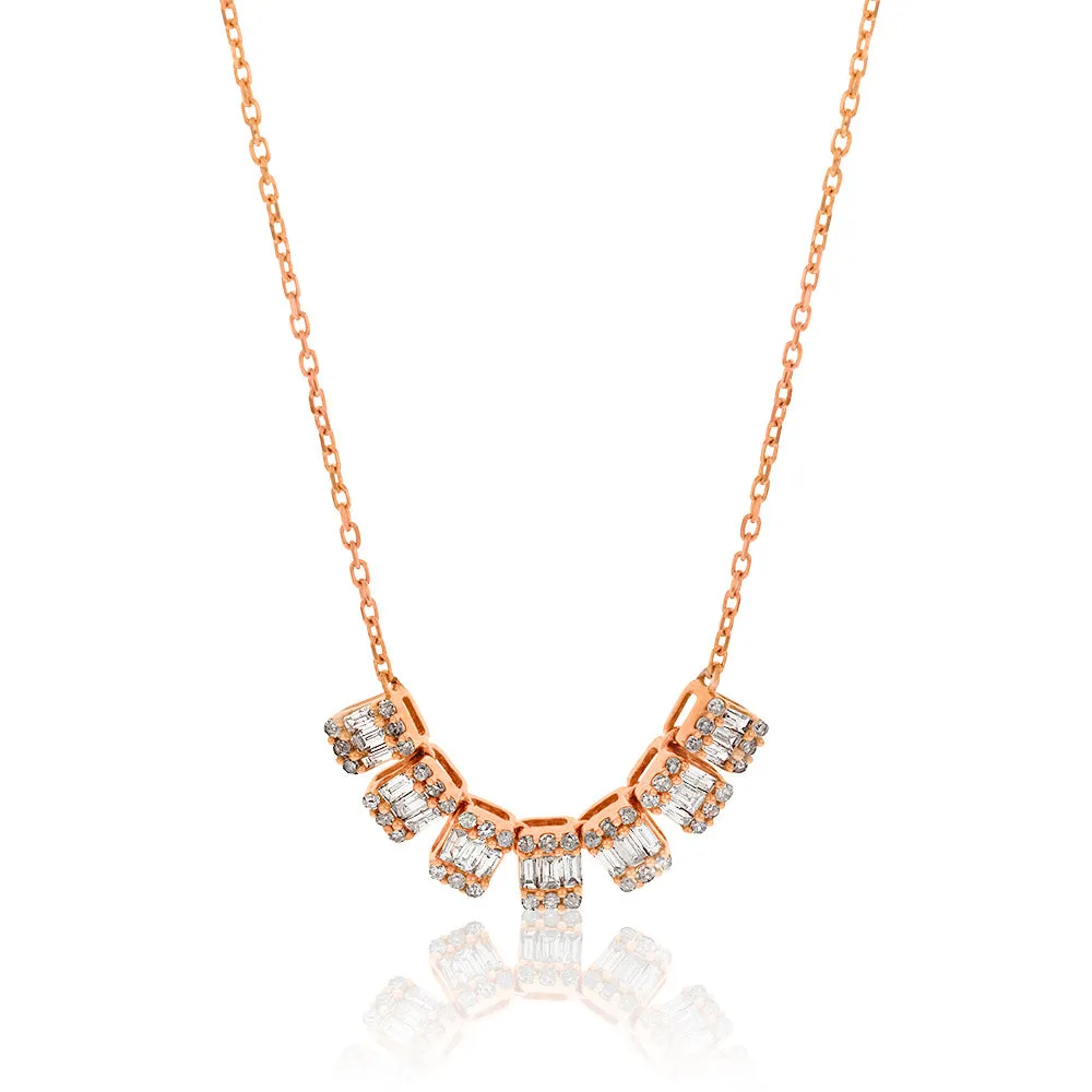 14ct Rose Gold 1/2 Carat Diamond Adjustable 38 to 43cm Chain