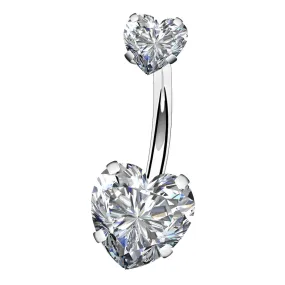14G Heart CZ Belly Button Ring
