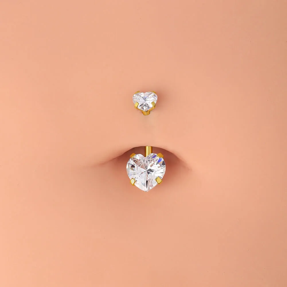 14G Heart CZ Belly Button Ring