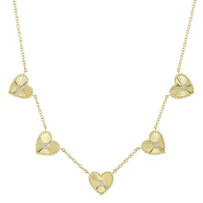 14K GOLD DIAMOND ATARA 5 HEART NECKLACE