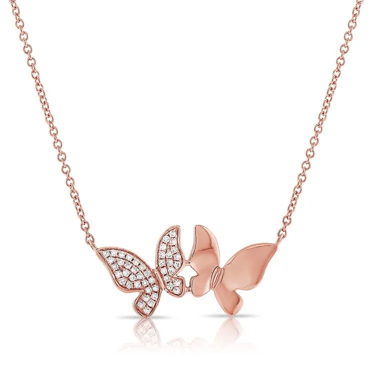 14K GOLD DIAMOND BESS BUTTERFLY NECKLACE