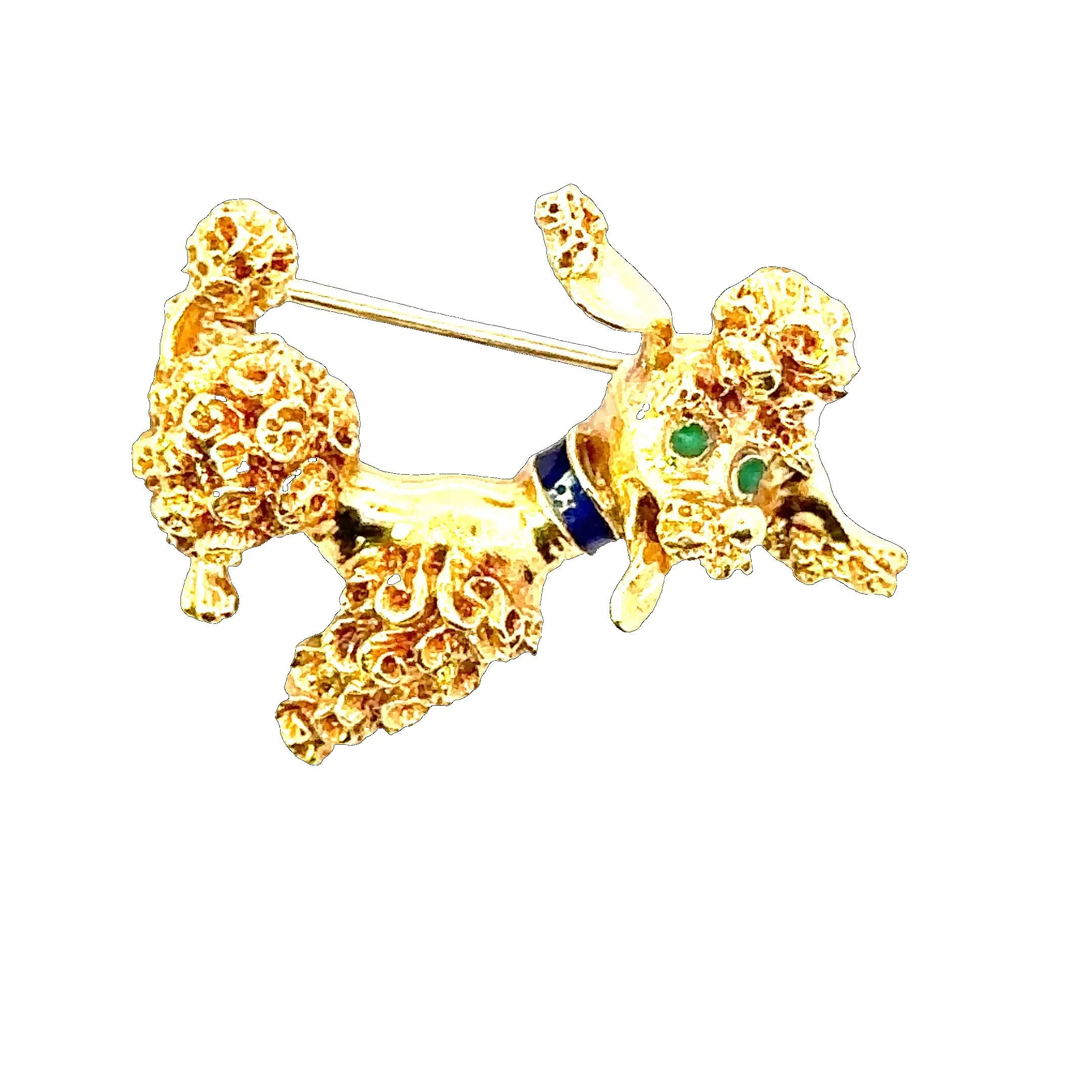 18ct Yellow Gold & Enamel Dog Brooch