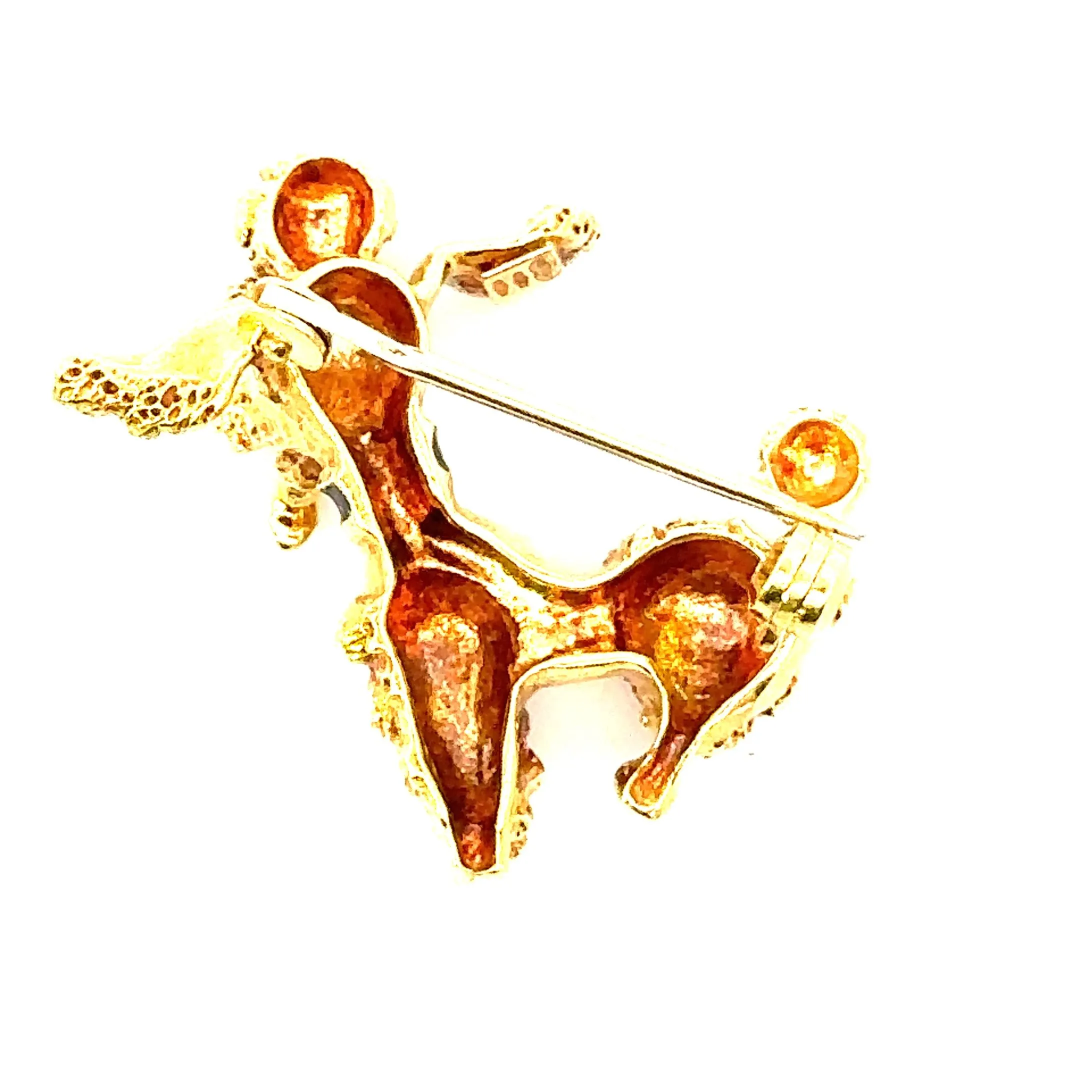 18ct Yellow Gold & Enamel Dog Brooch