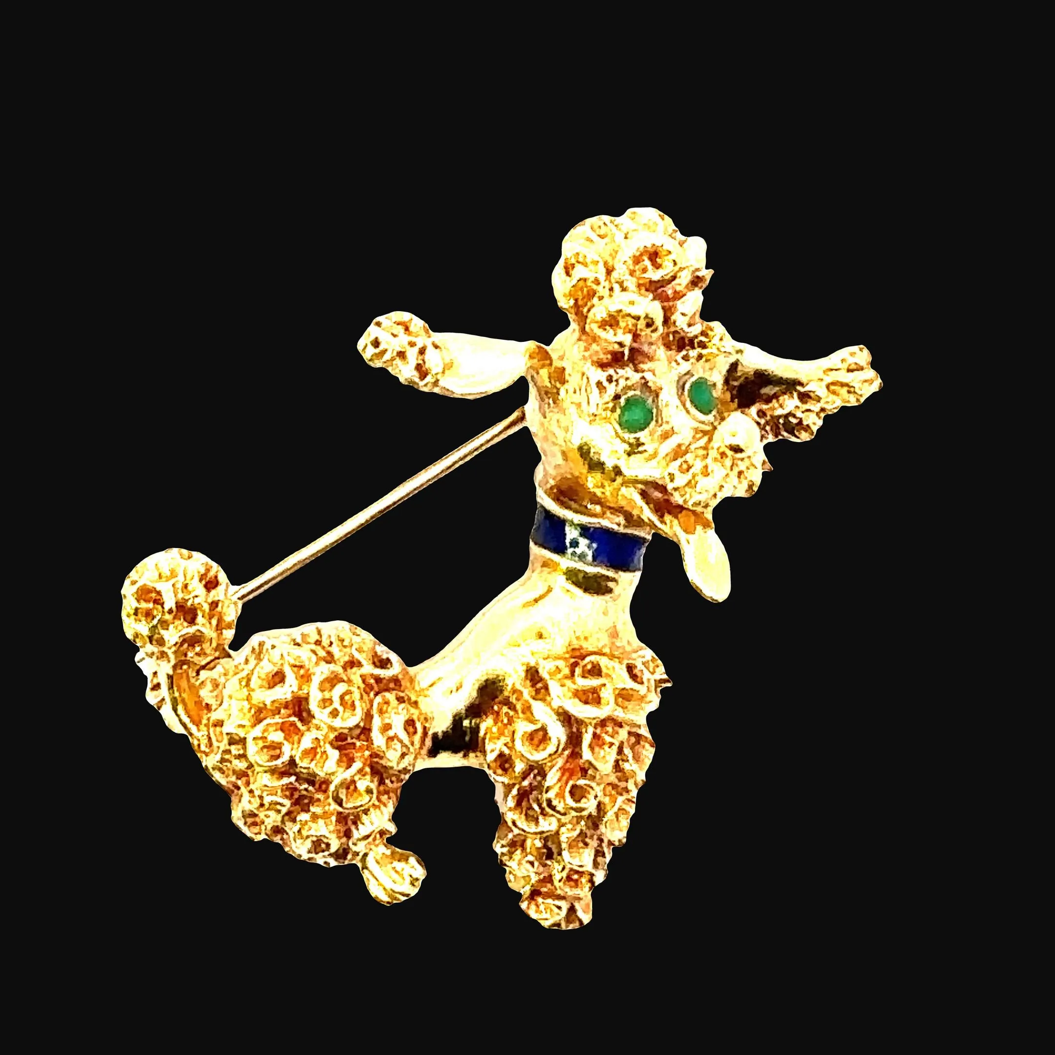 18ct Yellow Gold & Enamel Dog Brooch