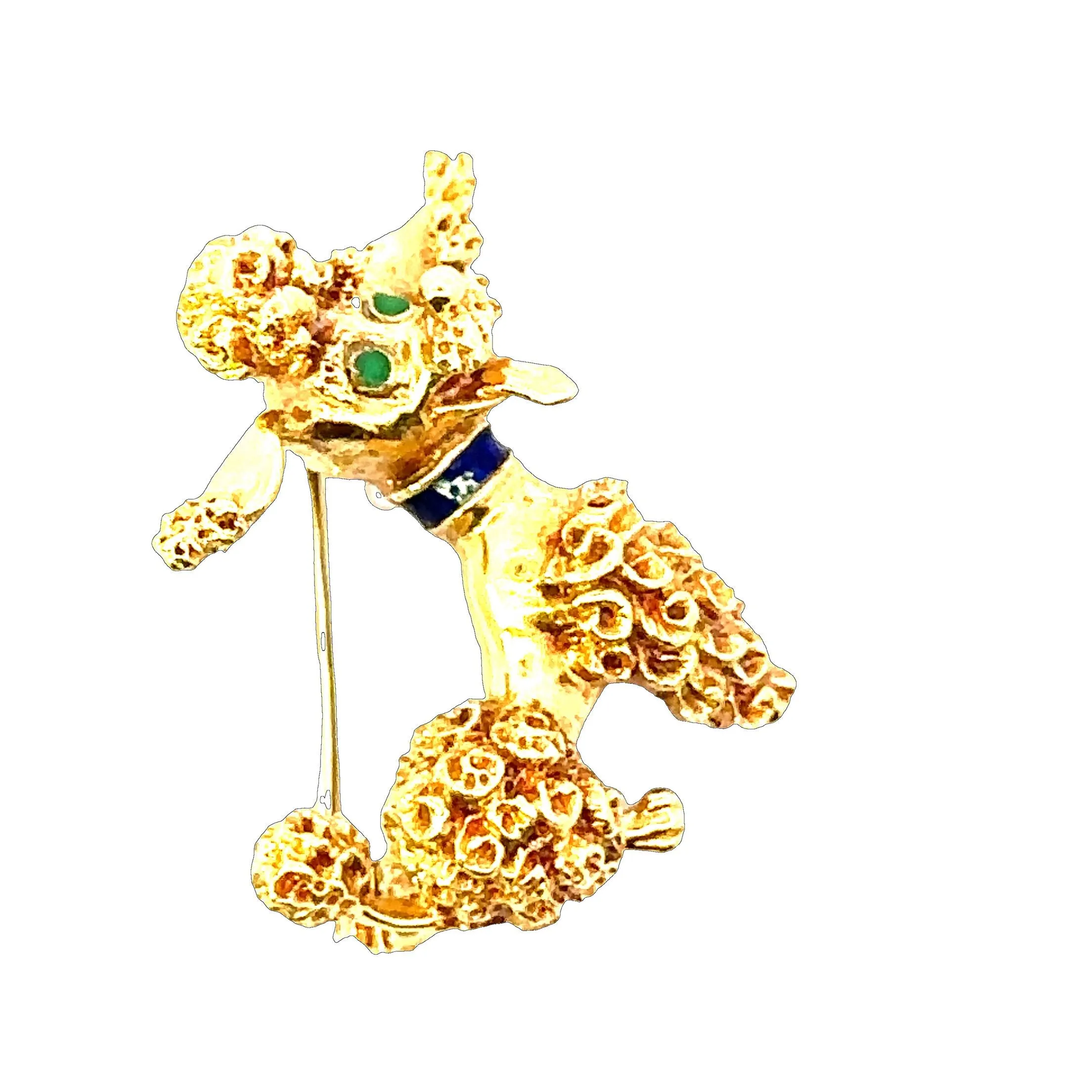 18ct Yellow Gold & Enamel Dog Brooch