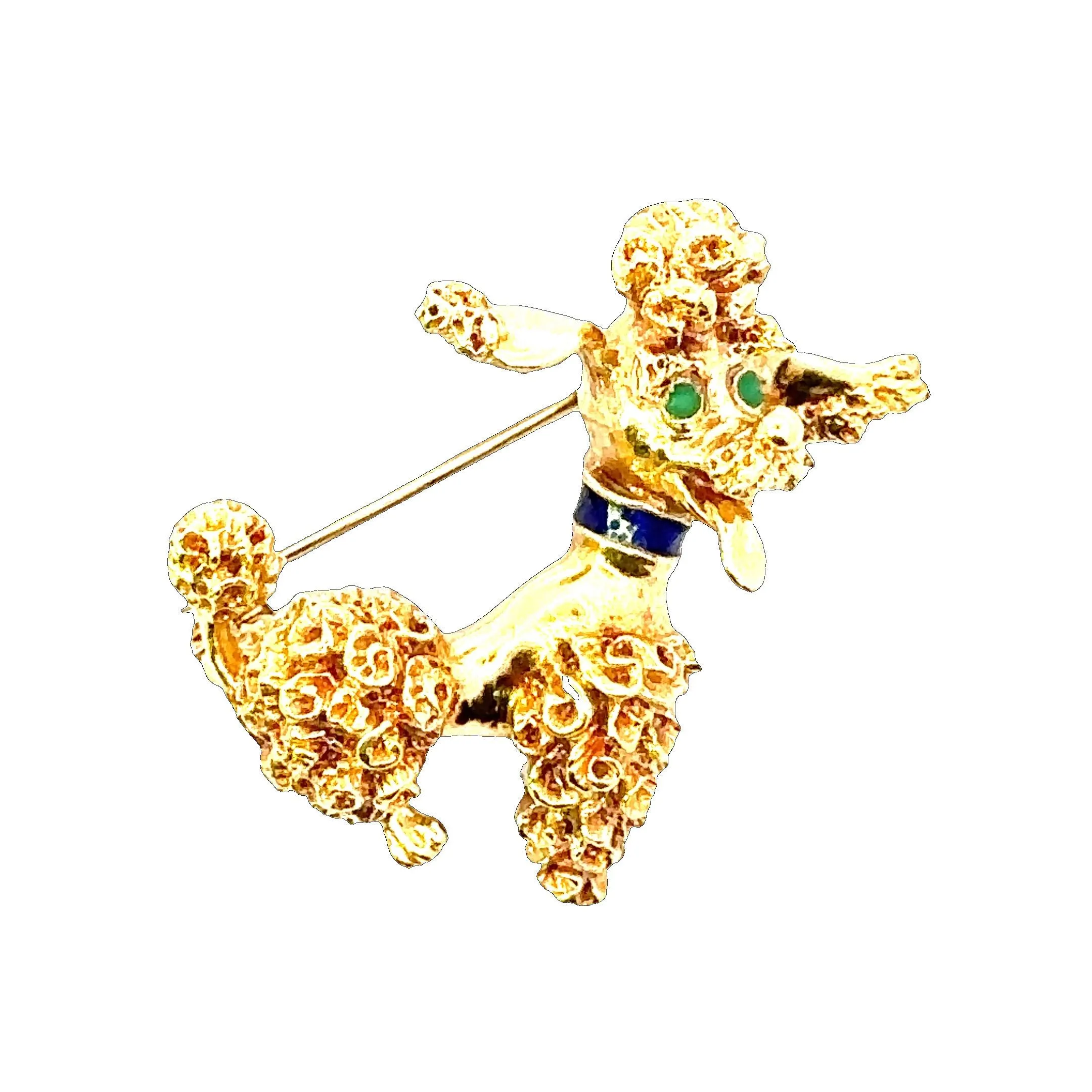 18ct Yellow Gold & Enamel Dog Brooch