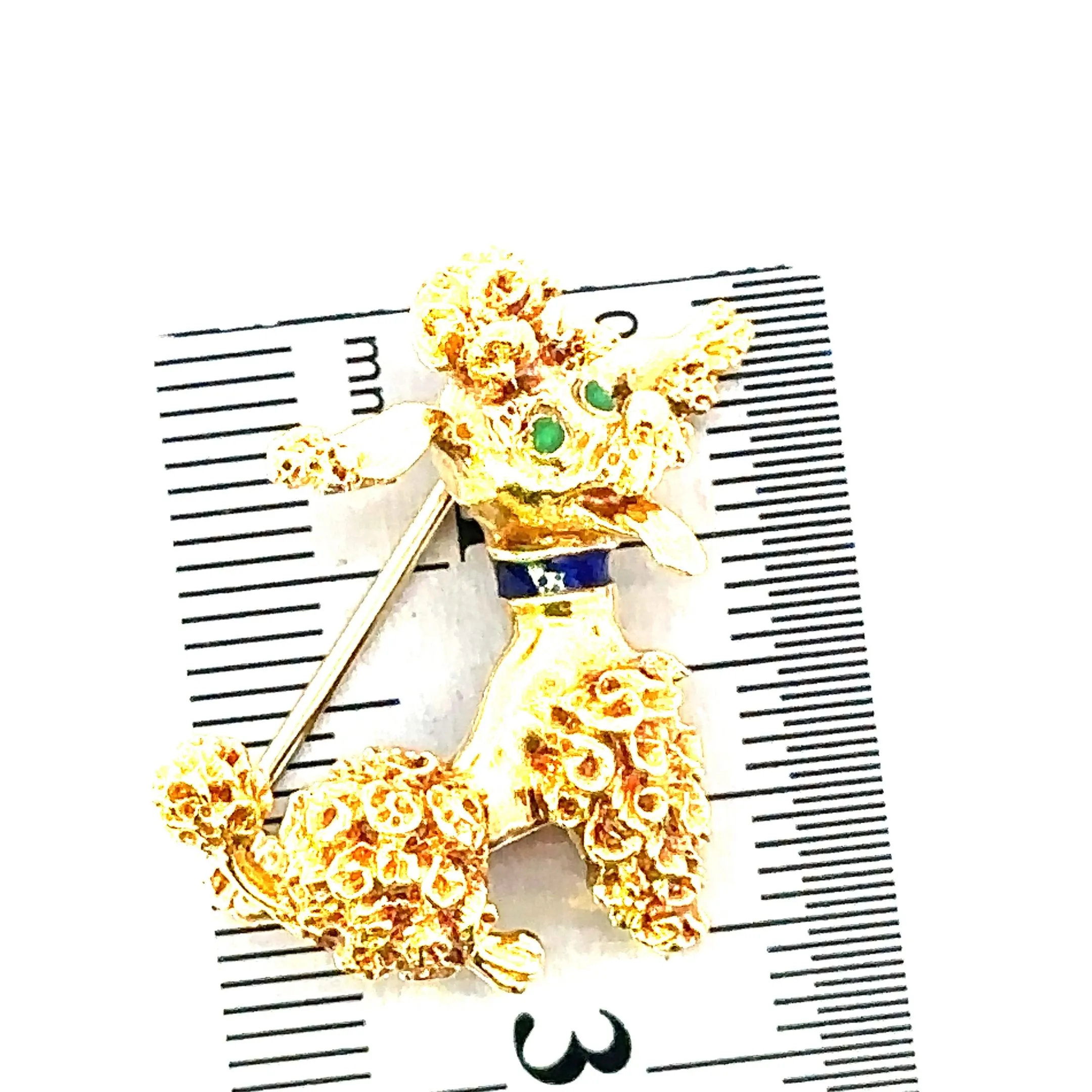 18ct Yellow Gold & Enamel Dog Brooch