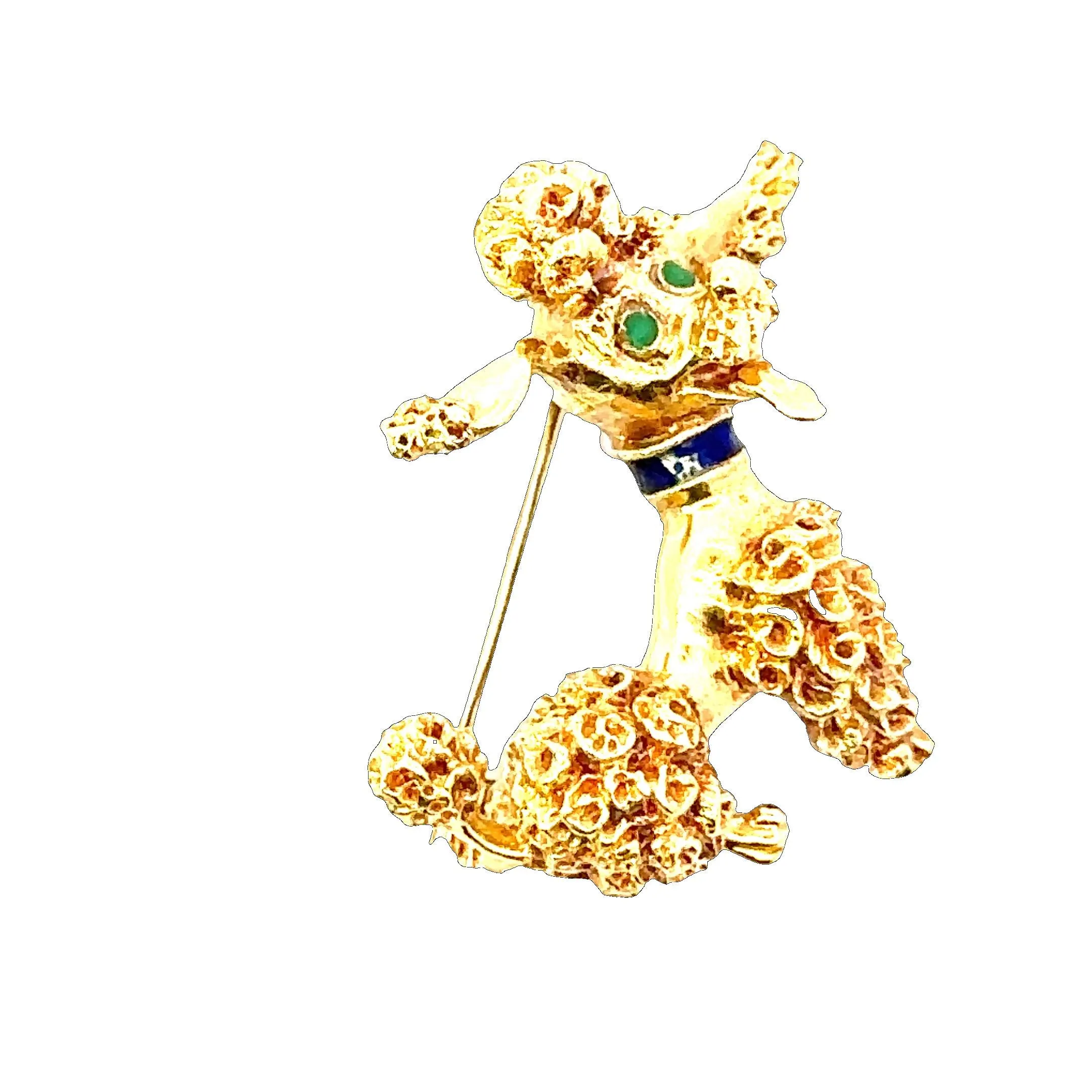 18ct Yellow Gold & Enamel Dog Brooch
