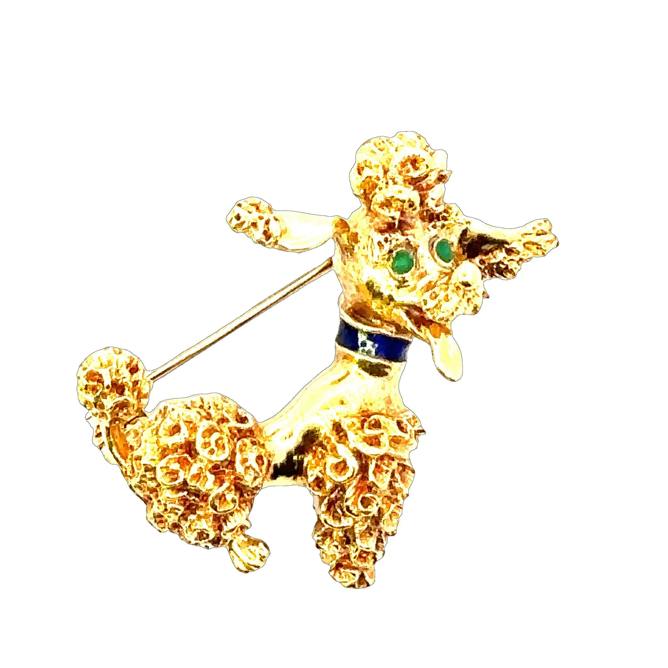 18ct Yellow Gold & Enamel Dog Brooch
