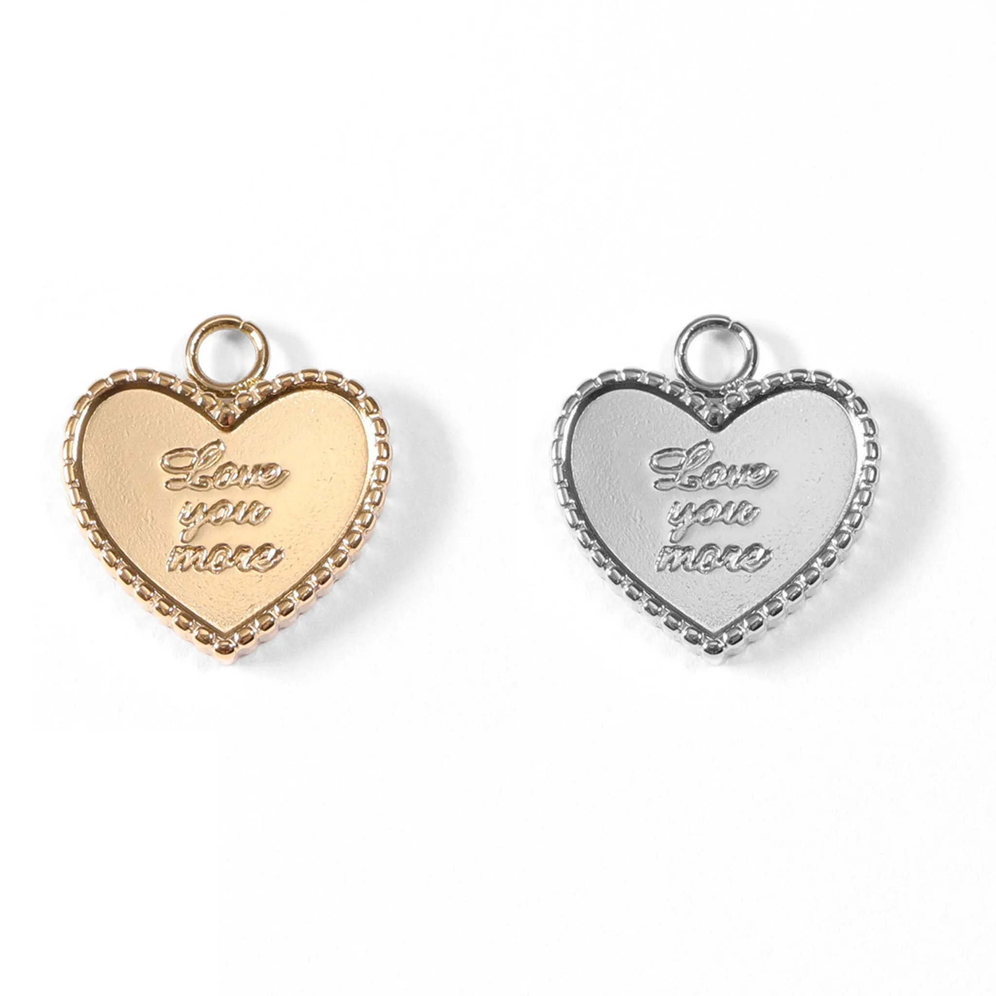 18K Gold PVD Stainless Steel "Love You More" Heart Charm / PDL0055