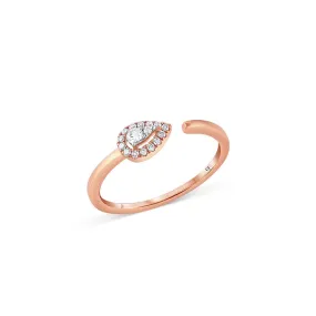 18K Rose Gold Diamond Open Pear Snake Motif Ring
