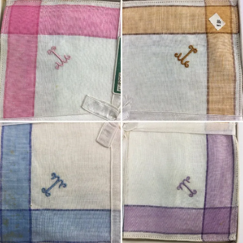 1920s Art Deco Handkerchiefs in Original Printed Box