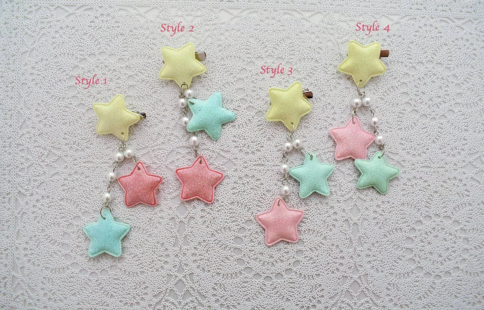 2-Way Multi Pastel Star Clips (4 colors)