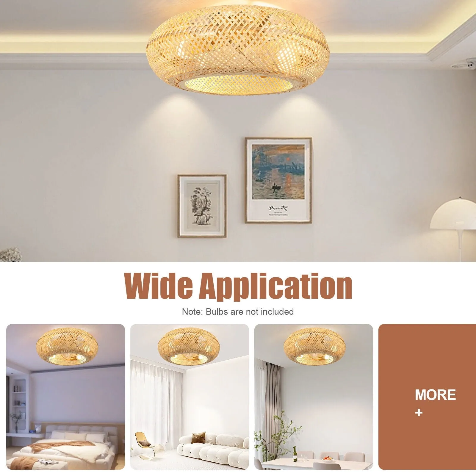 20 inch Ceiling Fan Light Rustic Flush Mounted Ceiling Fan Light Pendant Lamp Fixture W/ Remote BT277 110V