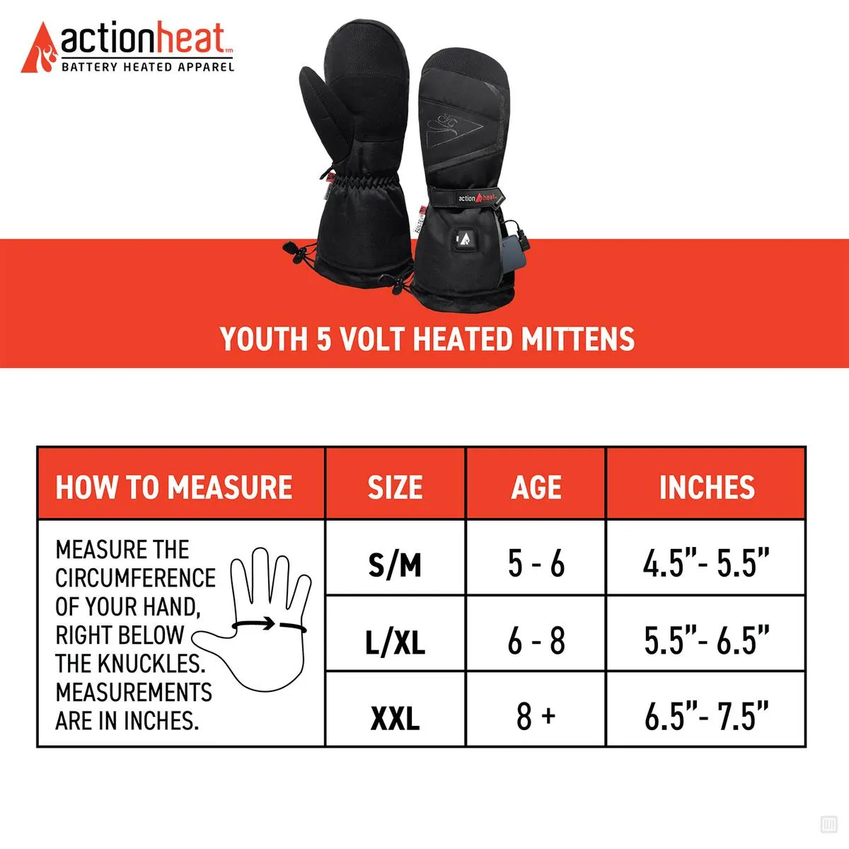 ActionHeat 5V Youth Battery Heated Mittens