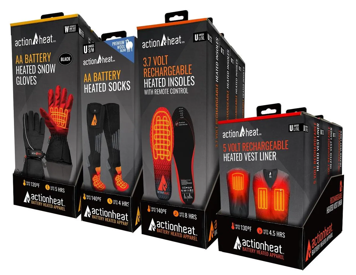 ActionHeat AA Men's Battery Heated Snow Gloves - 3pk PDQ