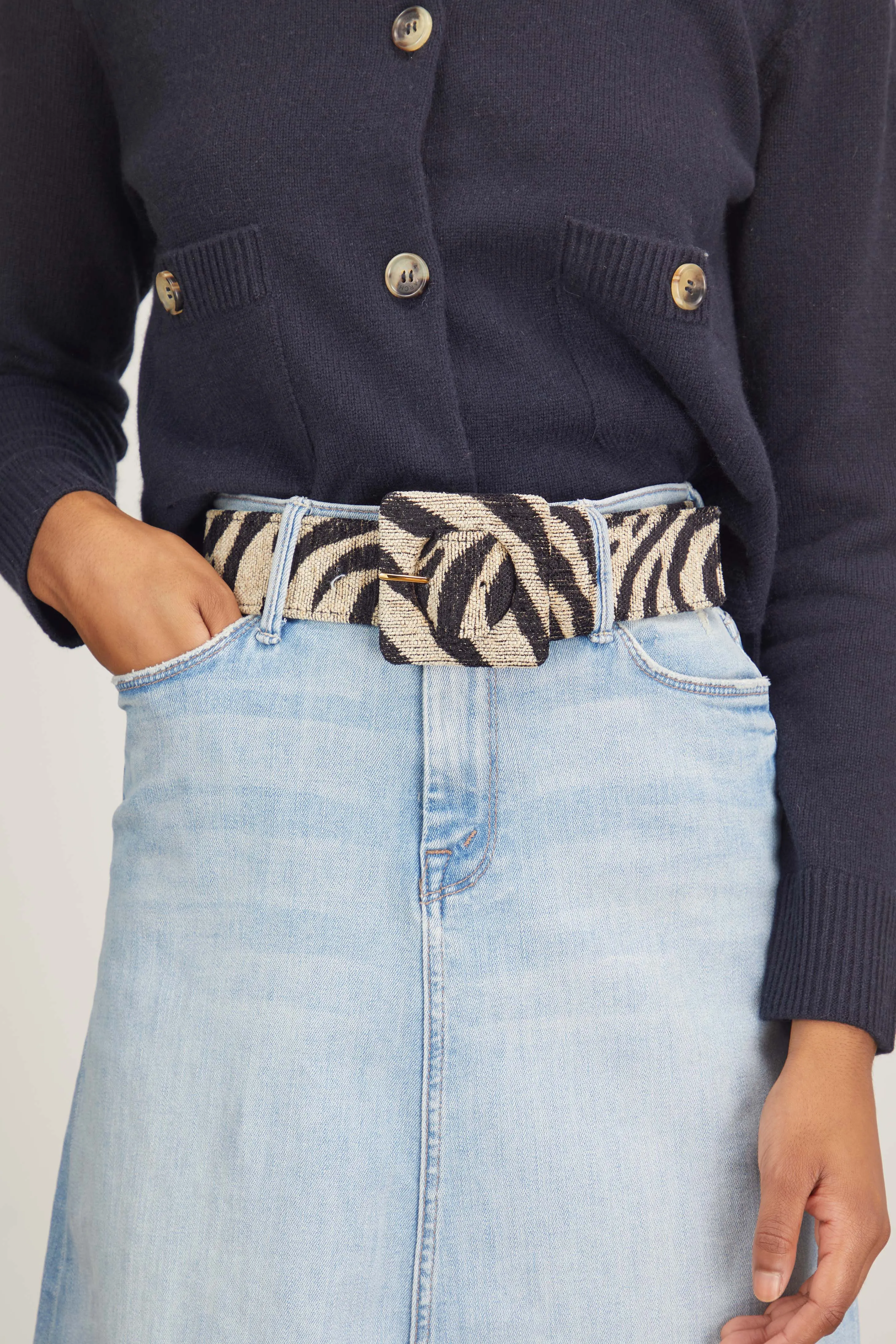 Agnes Belt in Black and White Tiger