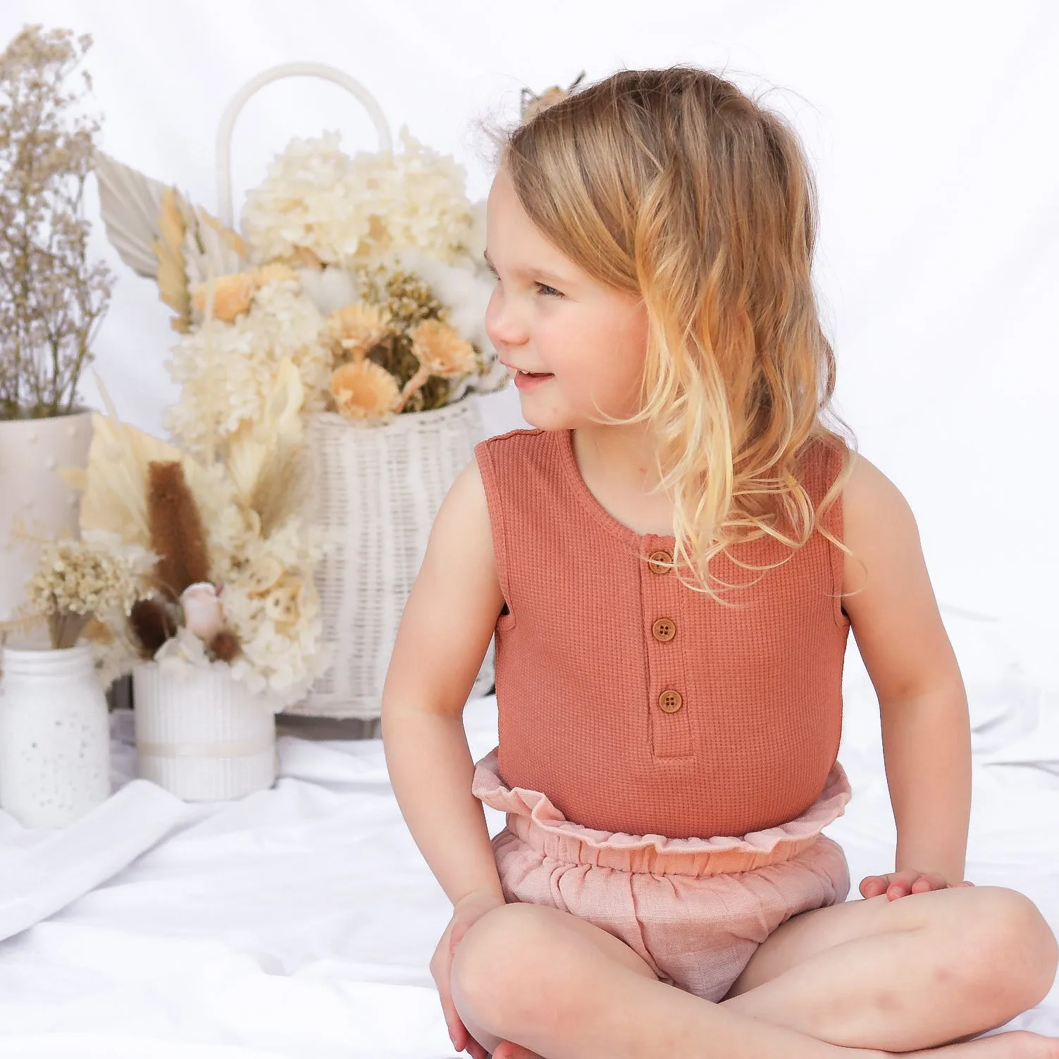 Alfie Waffle Romper - Clay