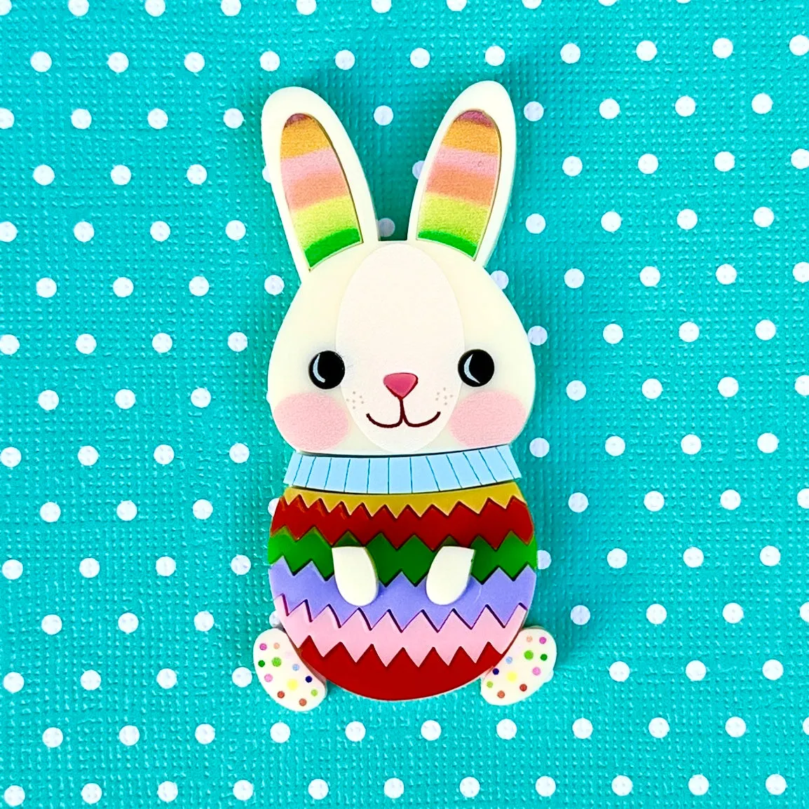 Alfred the rainbow 🌈 bunny 🐰 - brooch