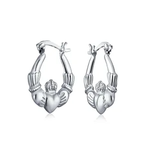 Angel Wings Heart Celtic Claddagh Hoop Earrings Gold Plated Silver .5- 1 Inch