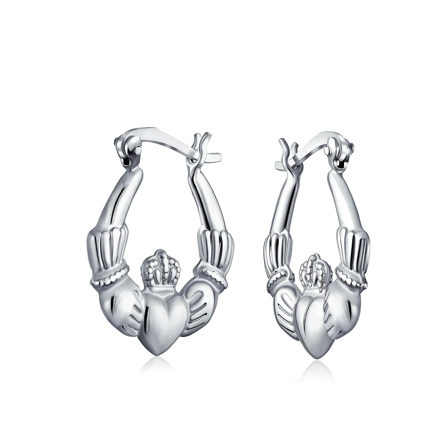 Angel Wings Heart Celtic Claddagh Hoop Earrings Gold Plated Silver .5- 1 Inch
