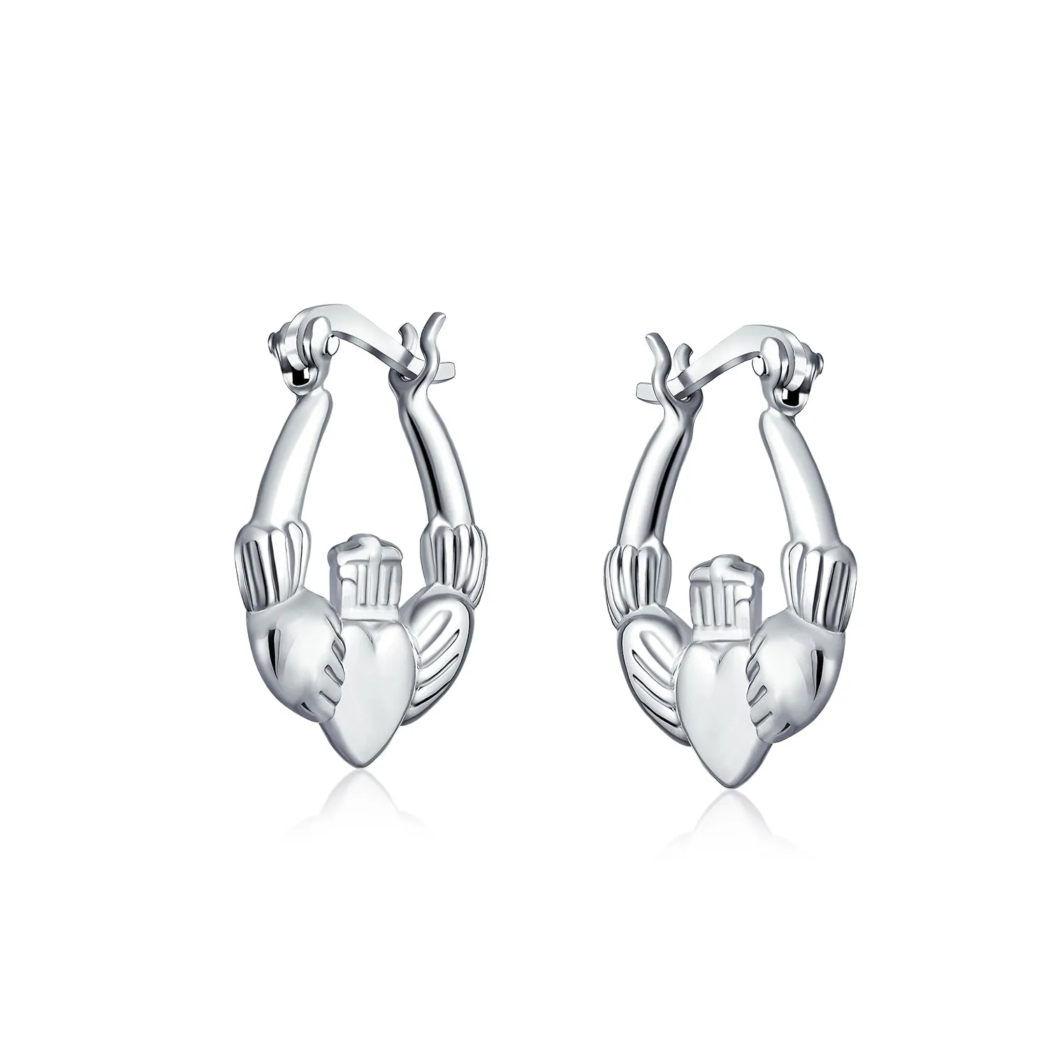 Angel Wings Heart Celtic Claddagh Hoop Earrings Gold Plated Silver .5- 1 Inch