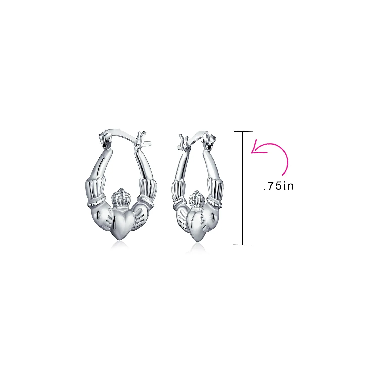 Angel Wings Heart Celtic Claddagh Hoop Earrings Gold Plated Silver .5- 1 Inch