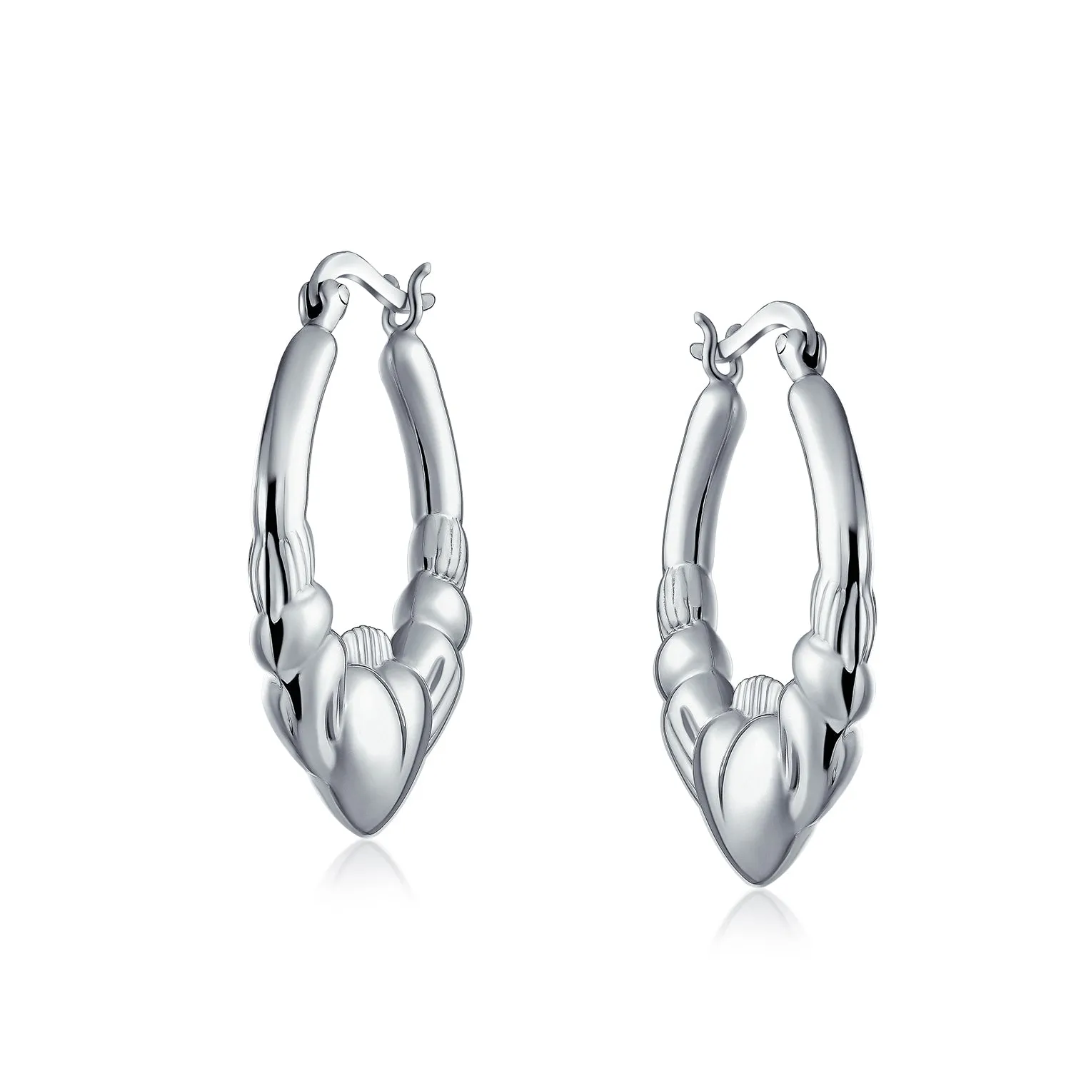Angel Wings Heart Celtic Claddagh Hoop Earrings Gold Plated Silver .5- 1 Inch