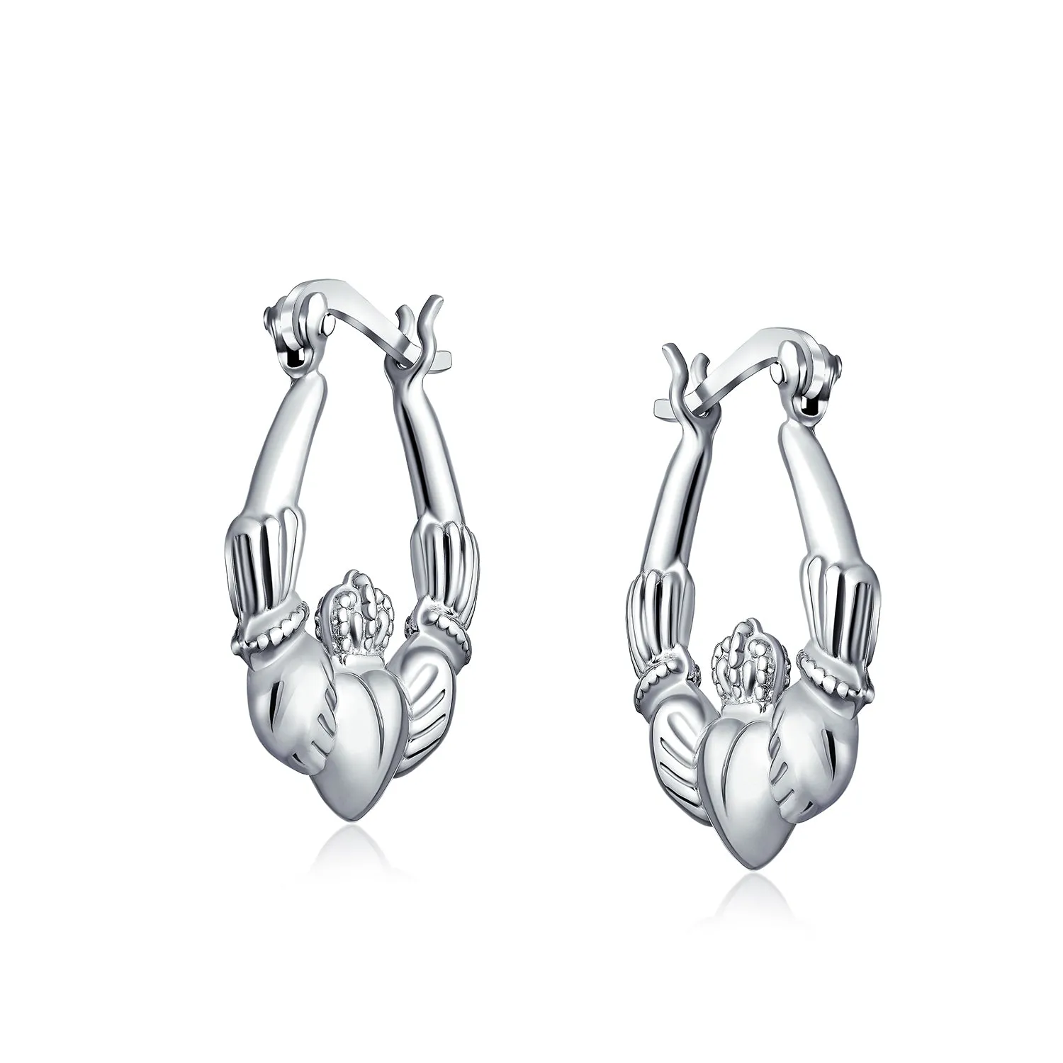 Angel Wings Heart Celtic Claddagh Hoop Earrings Gold Plated Silver .5- 1 Inch