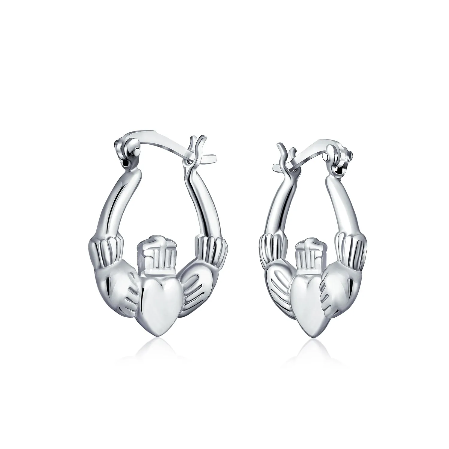 Angel Wings Heart Celtic Claddagh Hoop Earrings Gold Plated Silver .5- 1 Inch