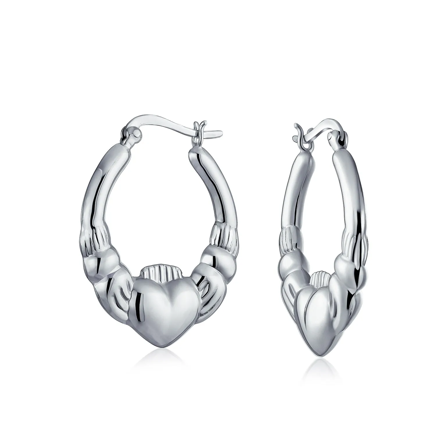 Angel Wings Heart Celtic Claddagh Hoop Earrings Gold Plated Silver .5- 1 Inch