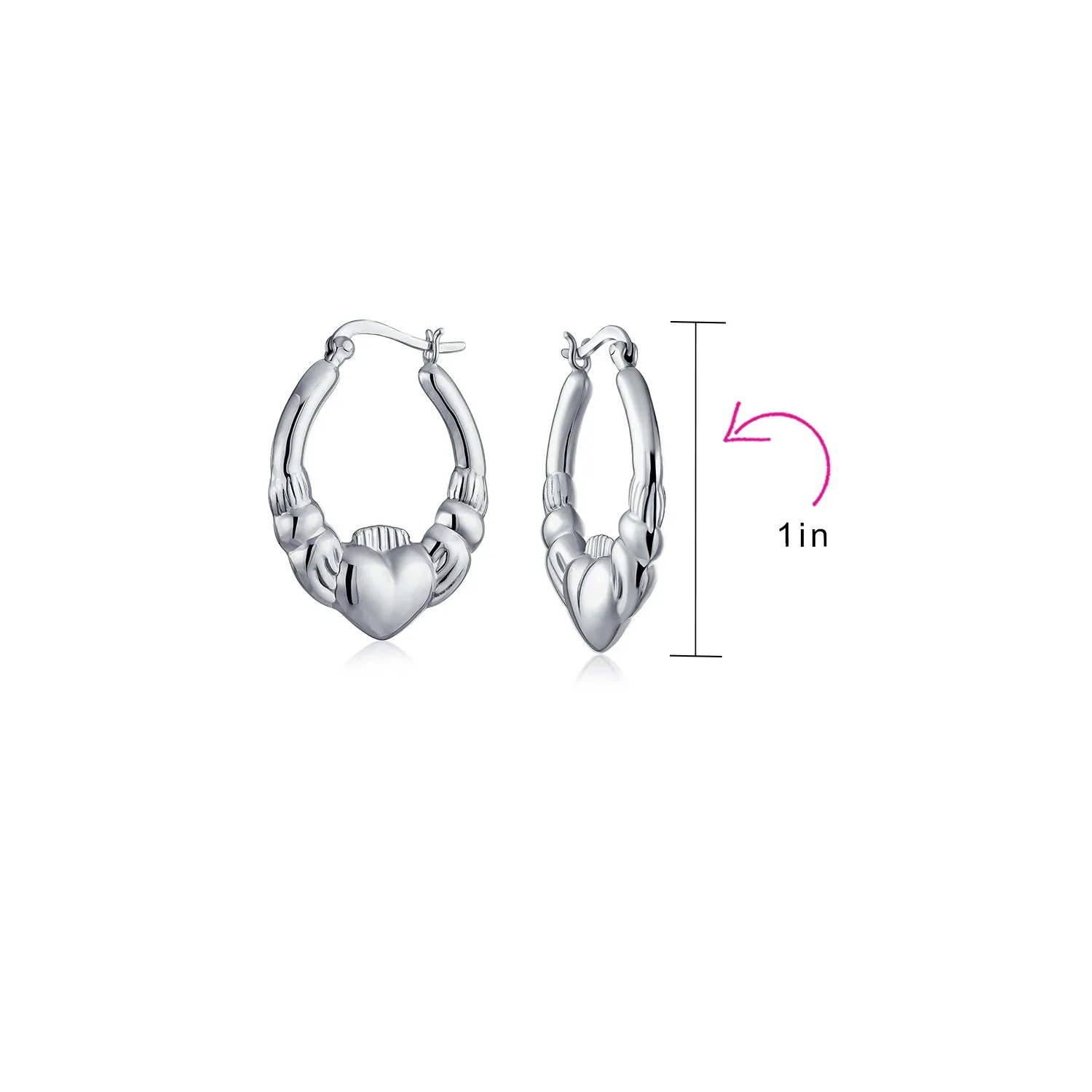 Angel Wings Heart Celtic Claddagh Hoop Earrings Gold Plated Silver .5- 1 Inch