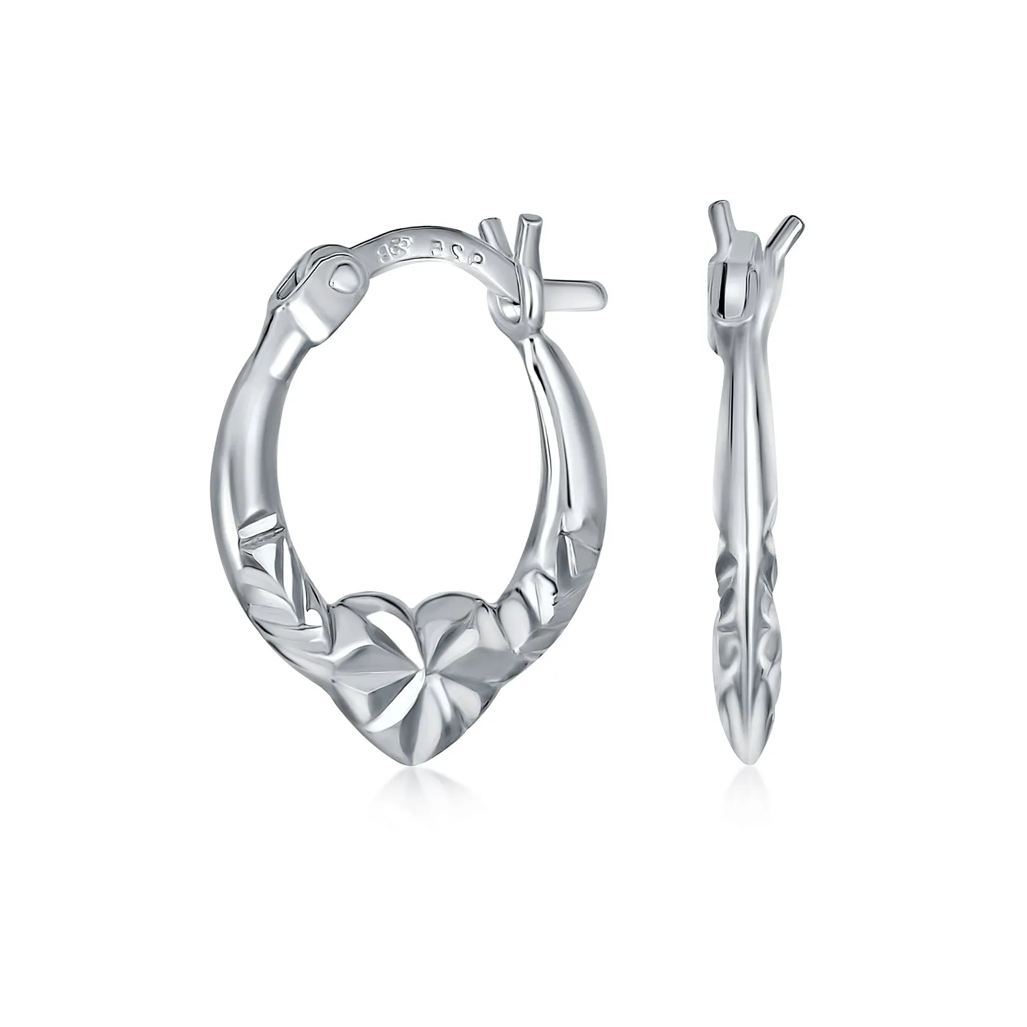 Angel Wings Heart Celtic Claddagh Hoop Earrings Gold Plated Silver .5- 1 Inch