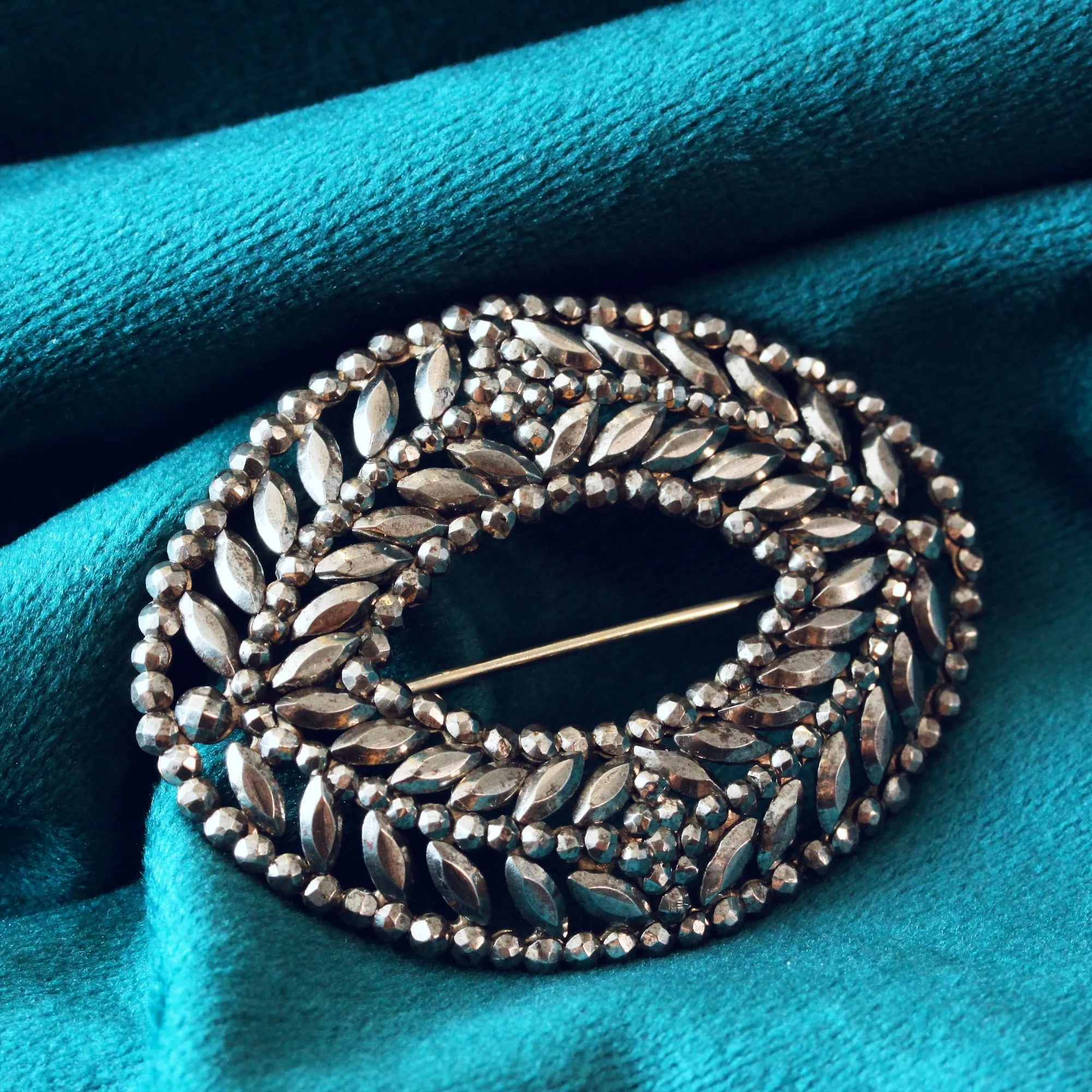 Antique Cut Steel Sash Buckle Brooch