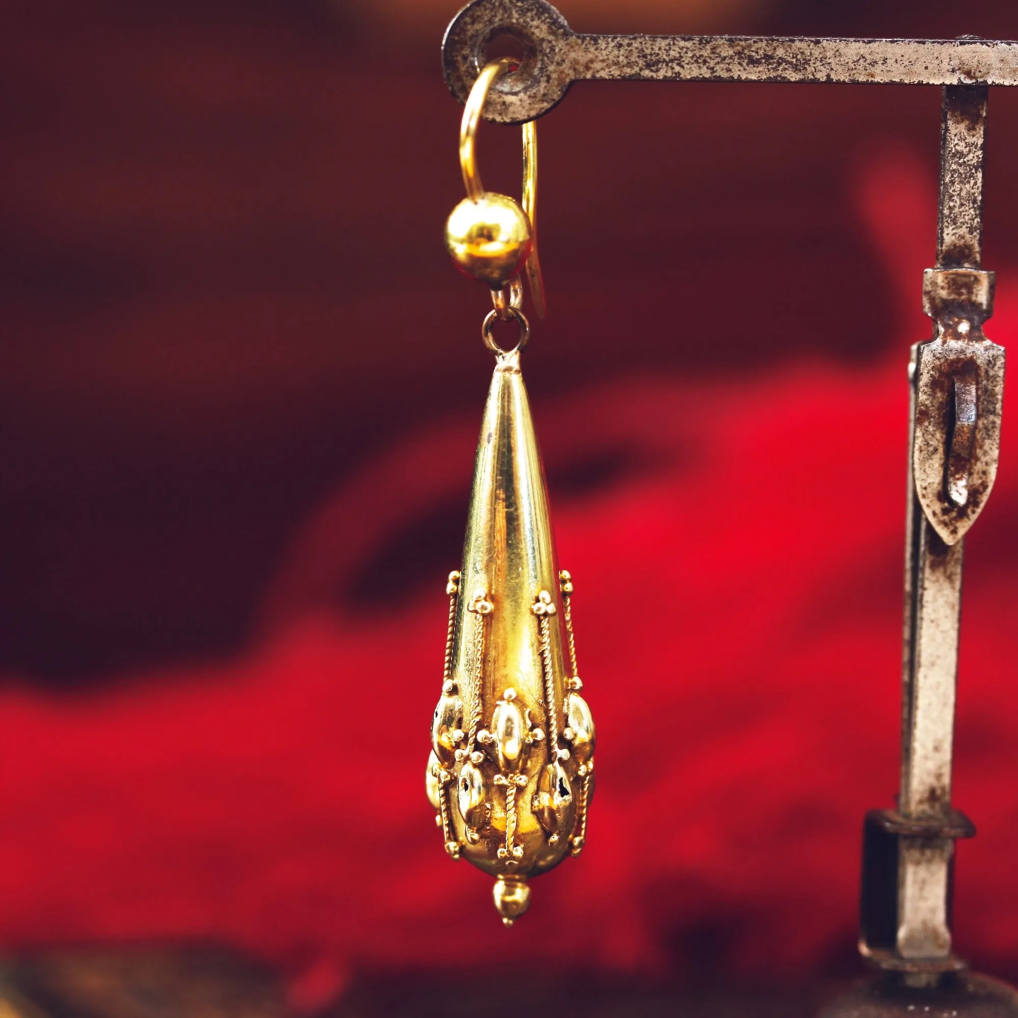 Antique Victorian Etruscan Revival Gold Earrings