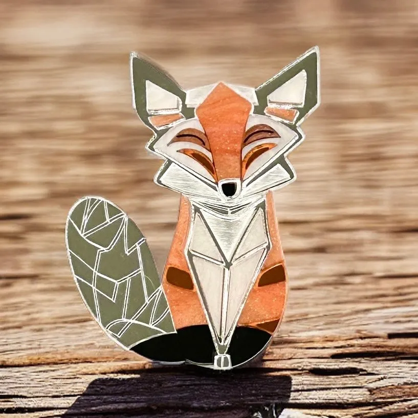 Arctic the fox - brooch - Set of 2