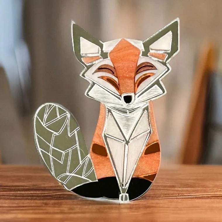 Arctic the fox - brooch - Set of 2