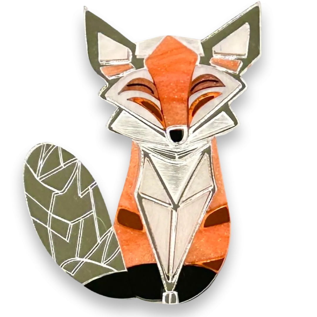 Arctic the fox - brooch - Set of 2