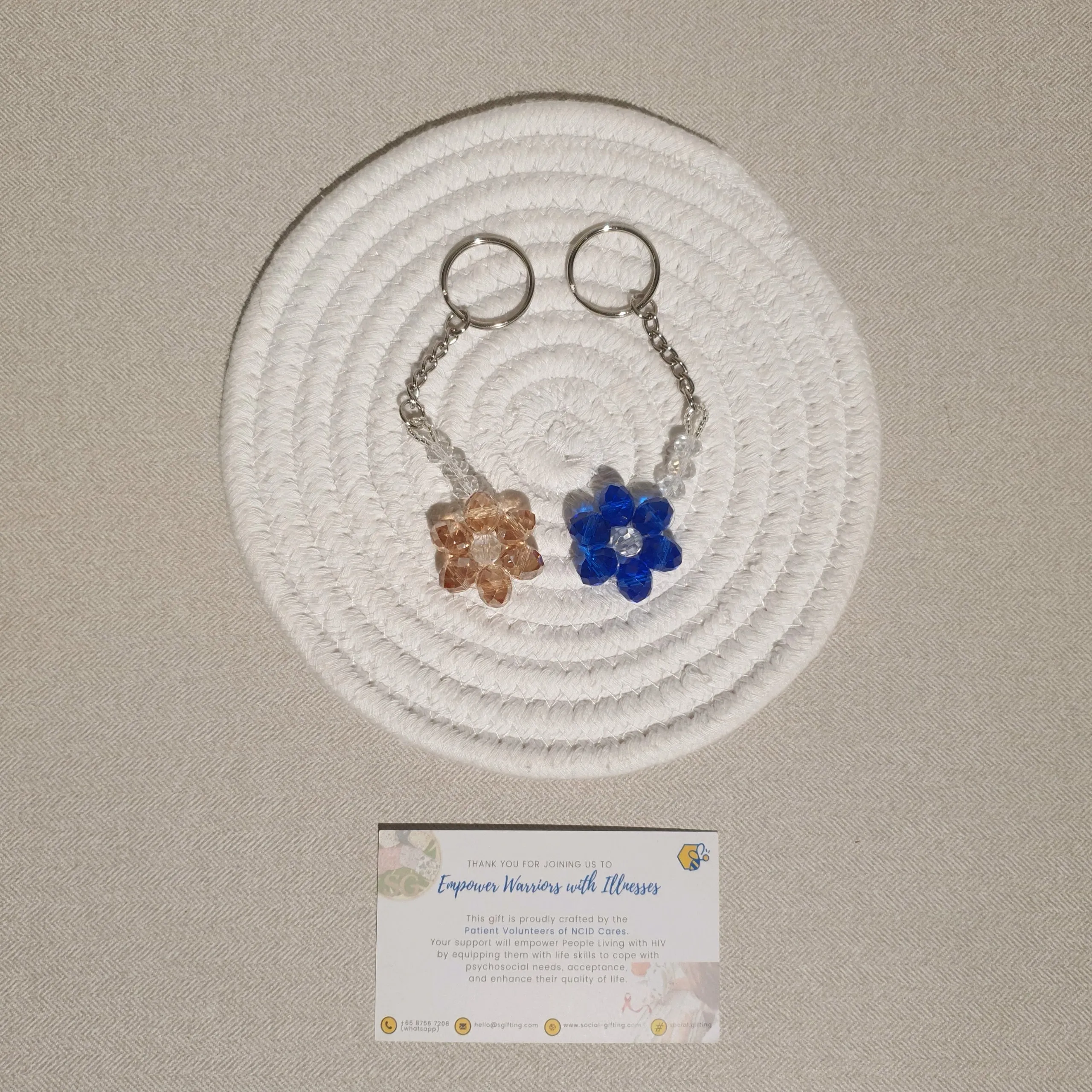 Assorted Beaded Flower Key Ring