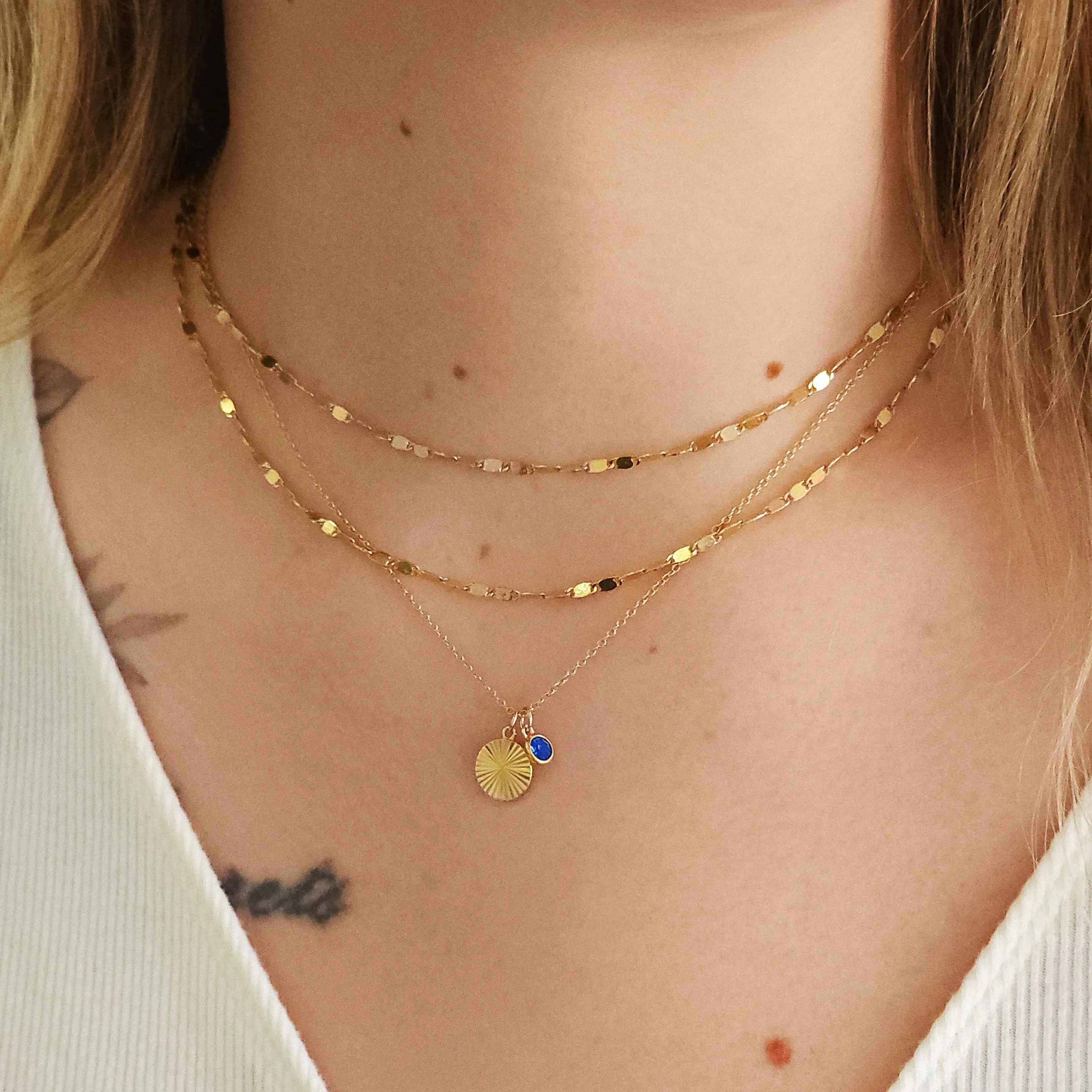 August Birthstone Fluted Necklace
