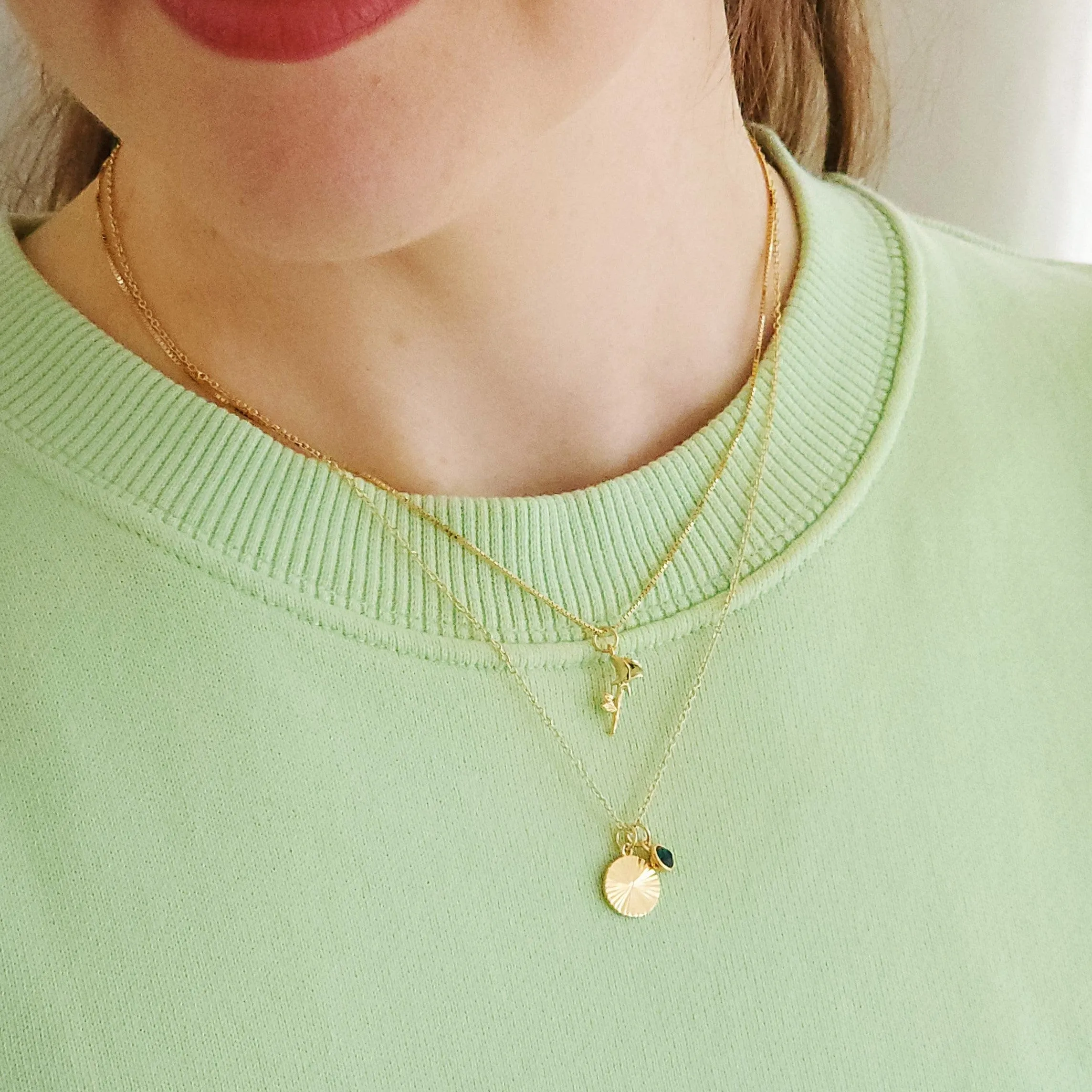 August Birthstone Fluted Necklace