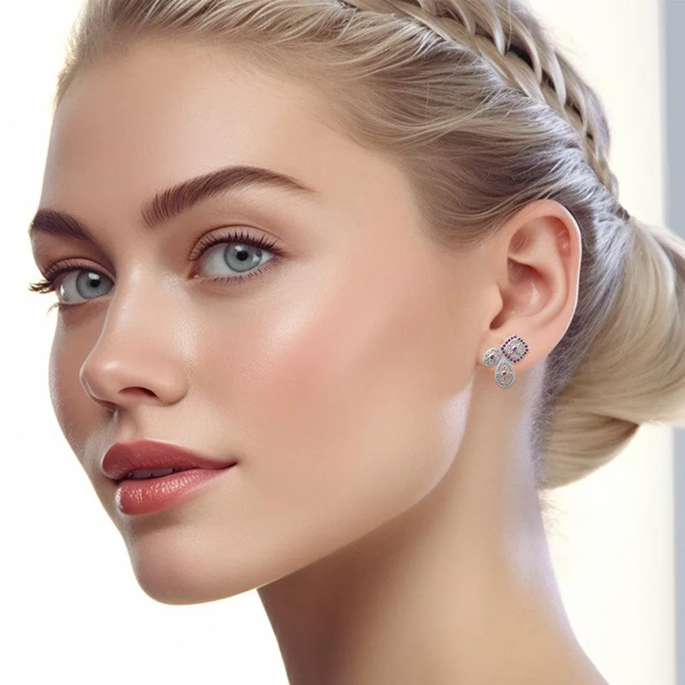 Authenticity at its finest Silver Elegant Post Earrings with Gemstones TER1213