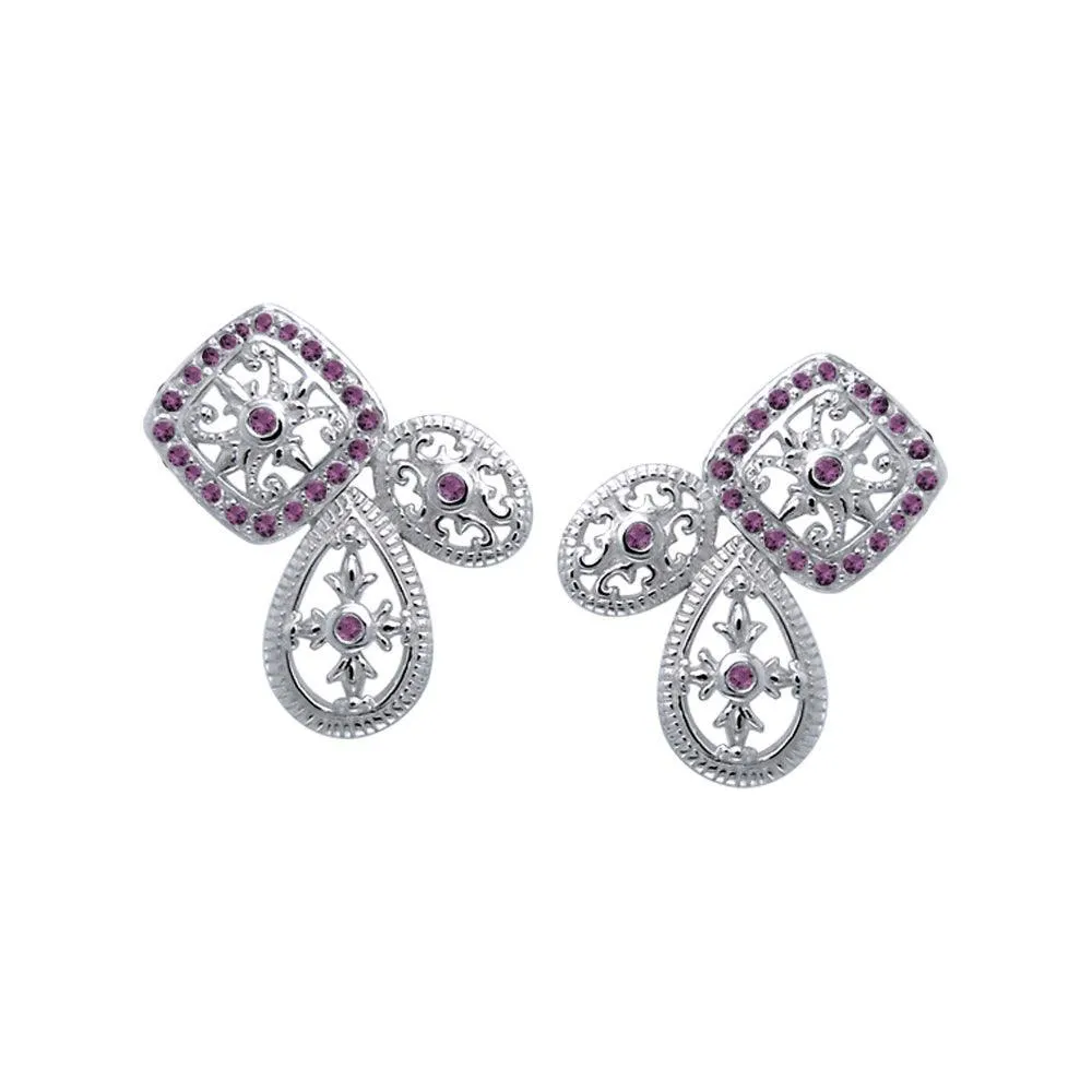Authenticity at its finest Silver Elegant Post Earrings with Gemstones TER1213