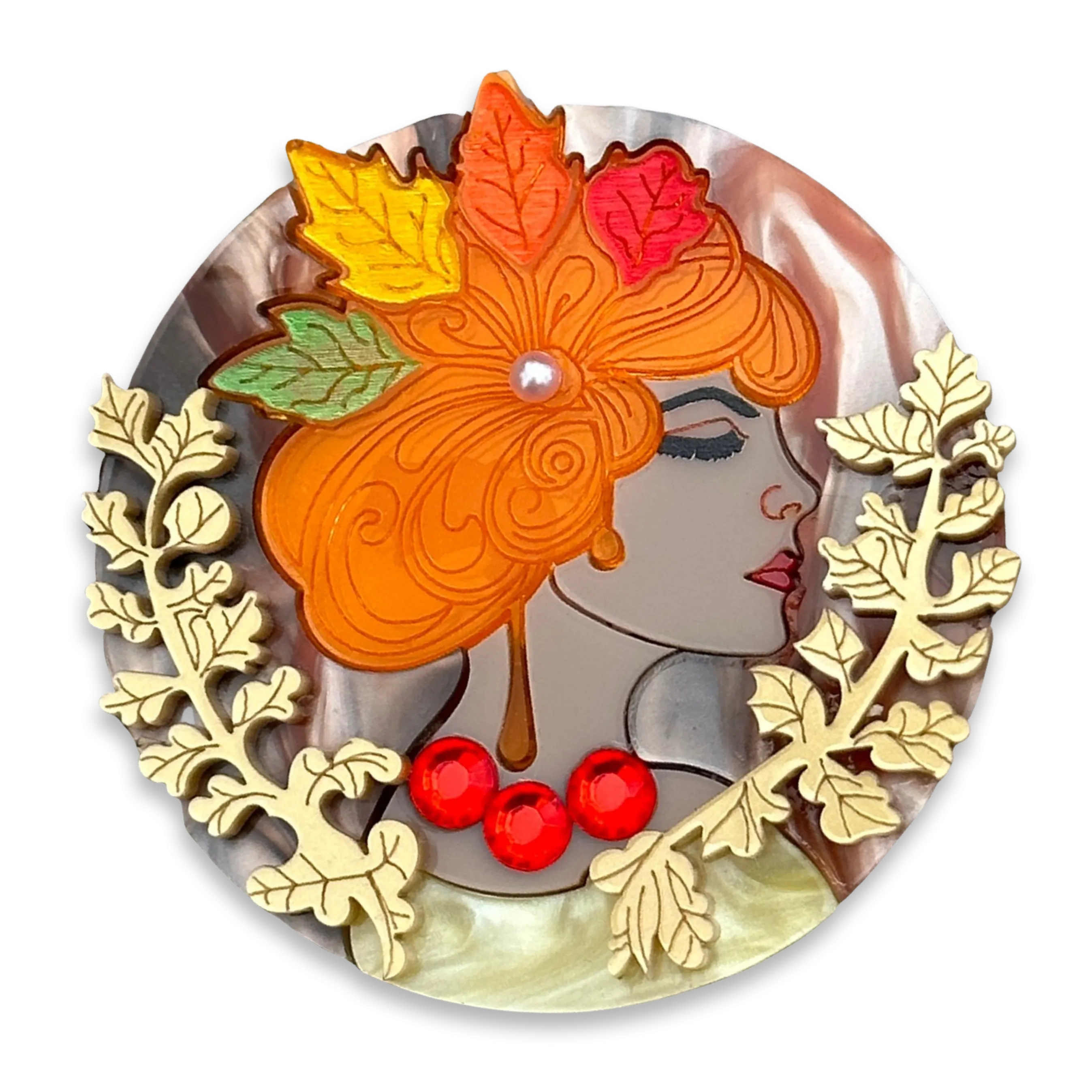 Autumn Art Deco Muse 🍁 - Brooch - Set of 4