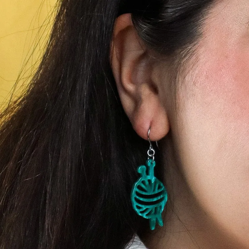 Ball Of Yarn Ripple Drop Earrings - Teal