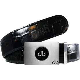 Ballmarker Black Crocodile Leather Texture Belt