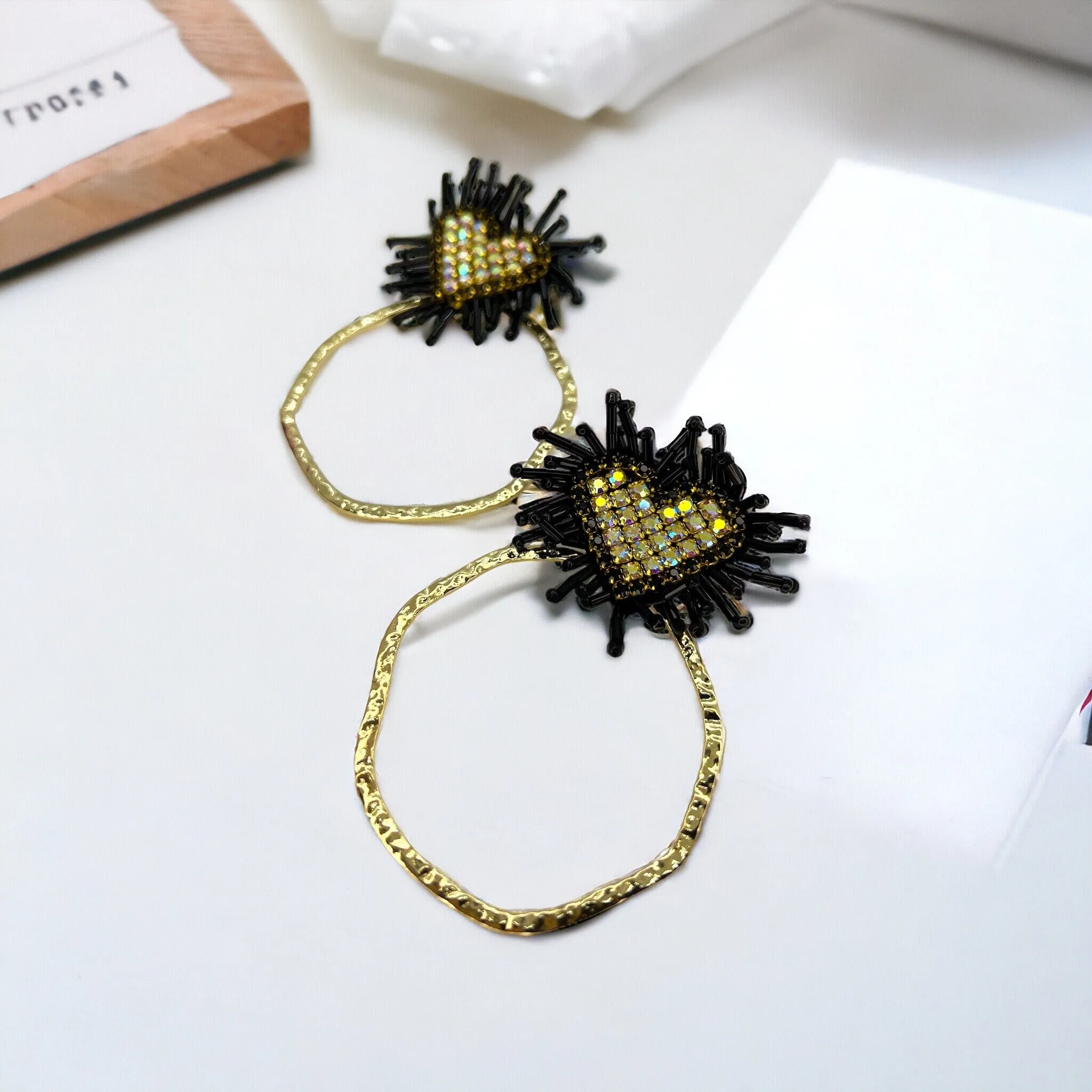 Beaded Heart Earrings, Beade Earrings, Valentine’s Earrings, Love Earrings, Heart Accessories, Easter Earrings, Beaded Accessories, Black