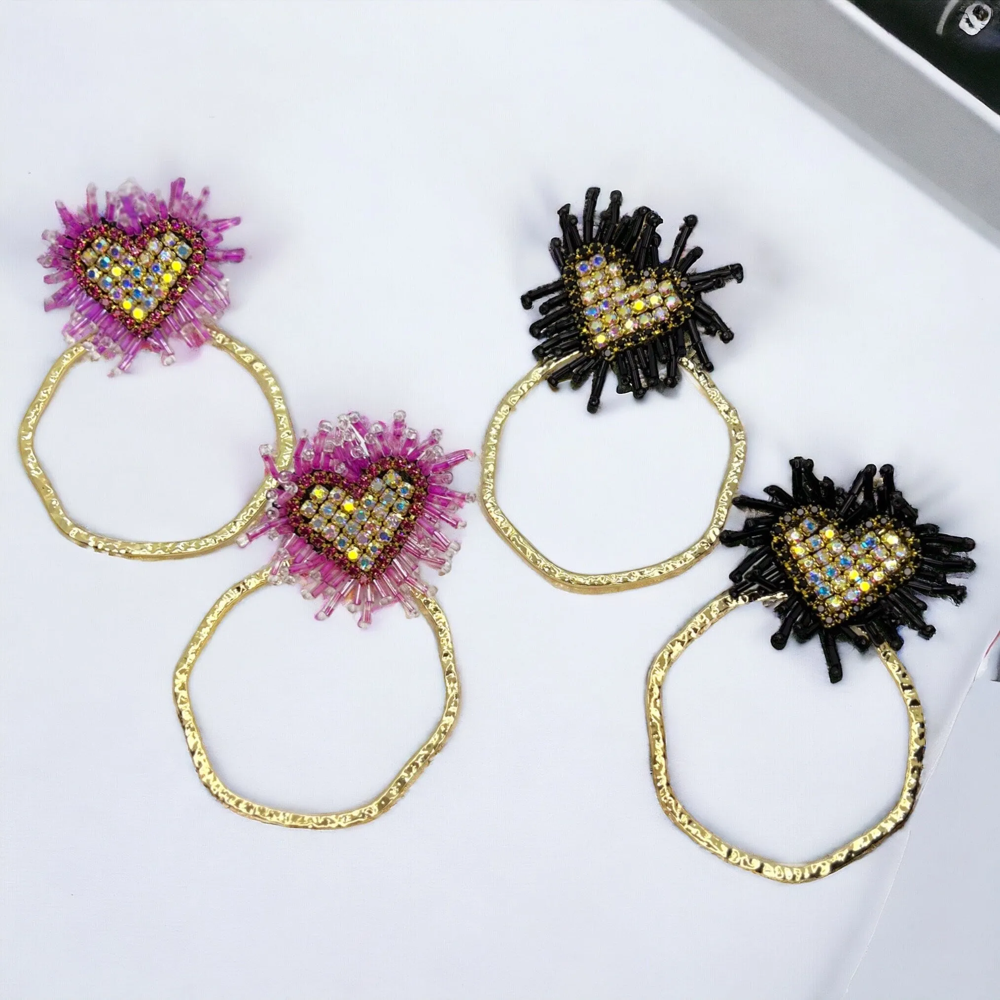 Beaded Heart Earrings, Beade Earrings, Valentine’s Earrings, Love Earrings, Heart Accessories, Easter Earrings, Beaded Accessories, Black