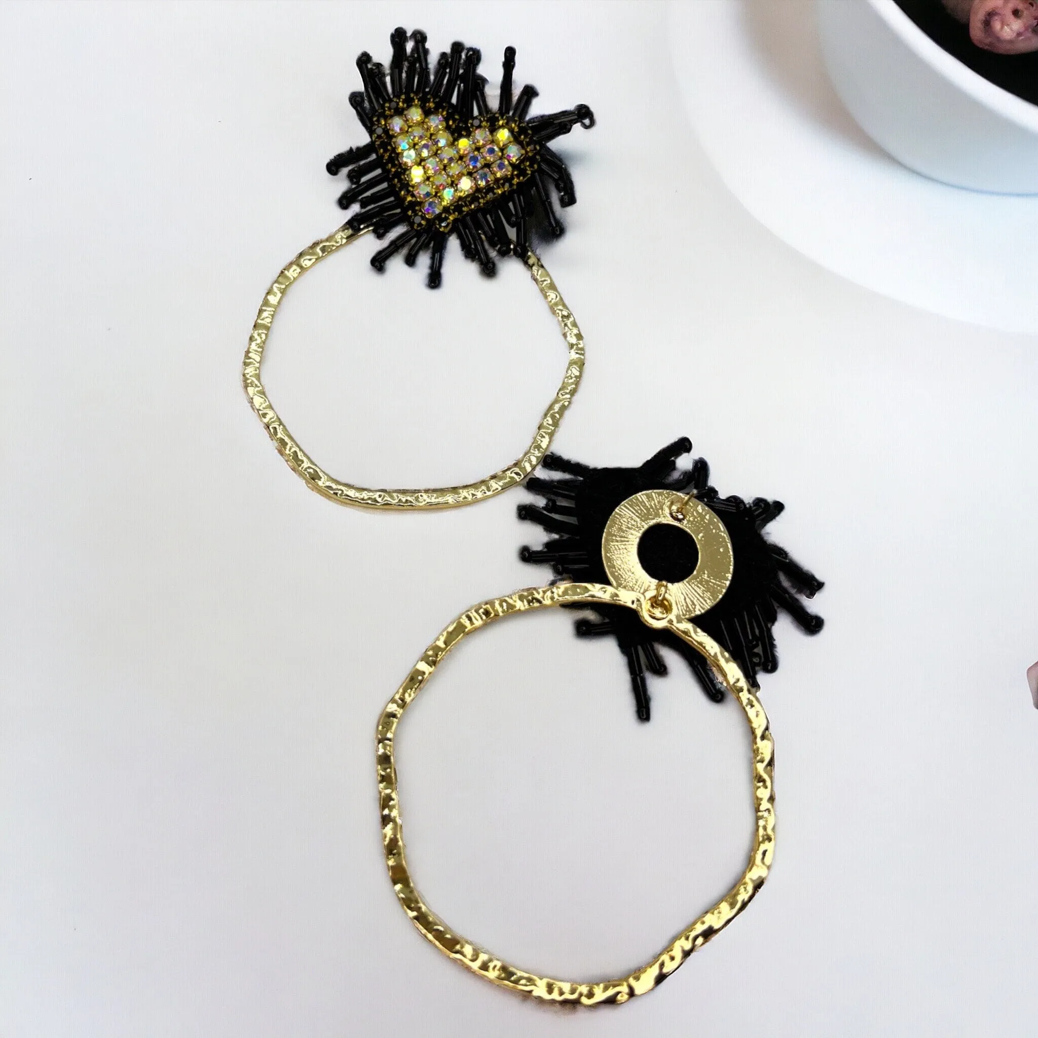 Beaded Heart Earrings, Beade Earrings, Valentine’s Earrings, Love Earrings, Heart Accessories, Easter Earrings, Beaded Accessories, Black